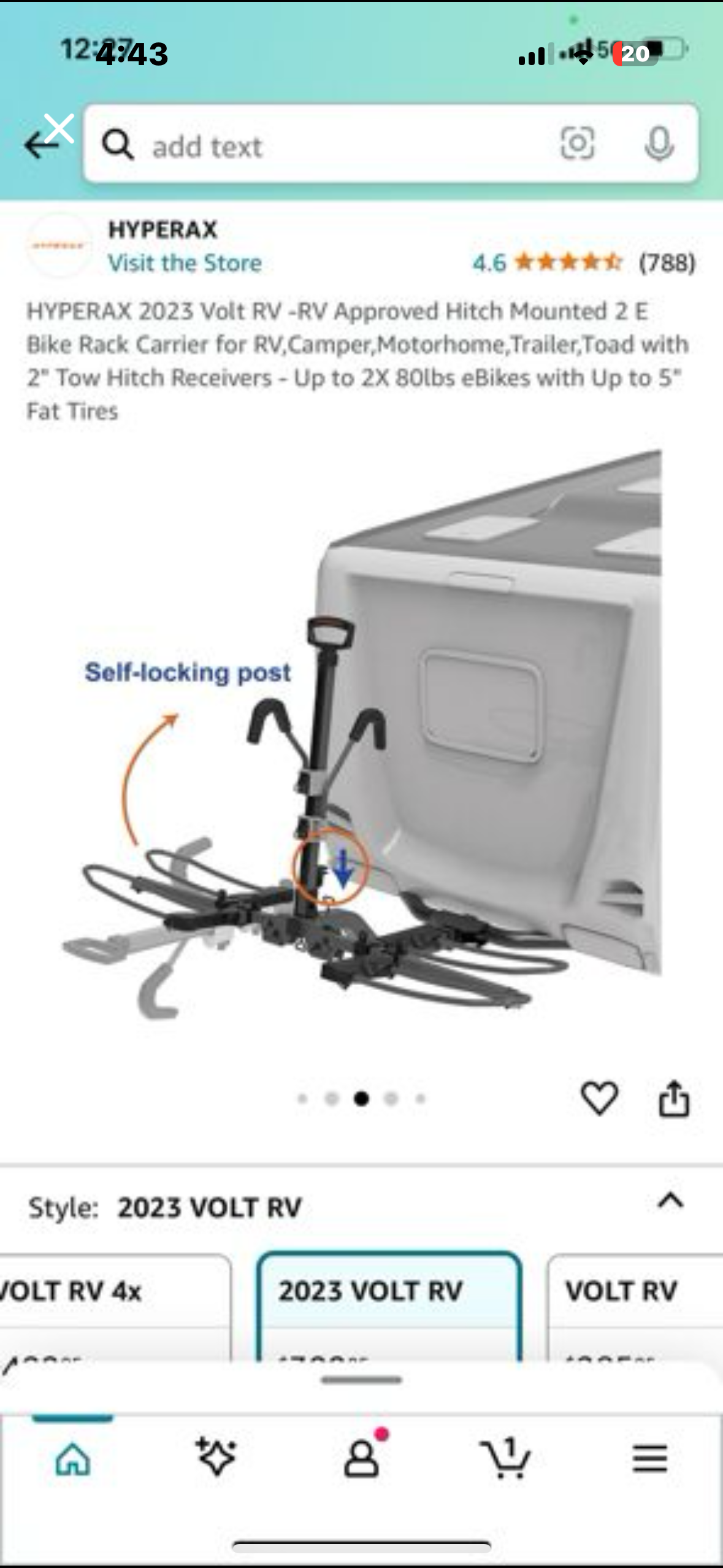 New - HYPERAX 2023 Volt RV Approved Hitch Mounted 2 E Bike Rack Carrier (G321)