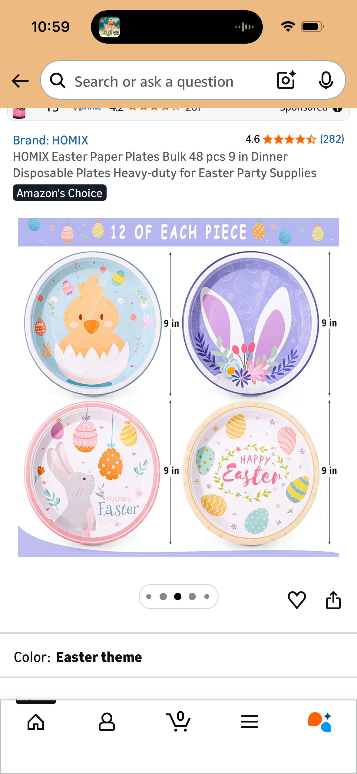 HOMIX Easter Paper Plates Bulk 48 pcs 9 in Dinner Disposable Plates Heavy-duty for Easter Party Supplies