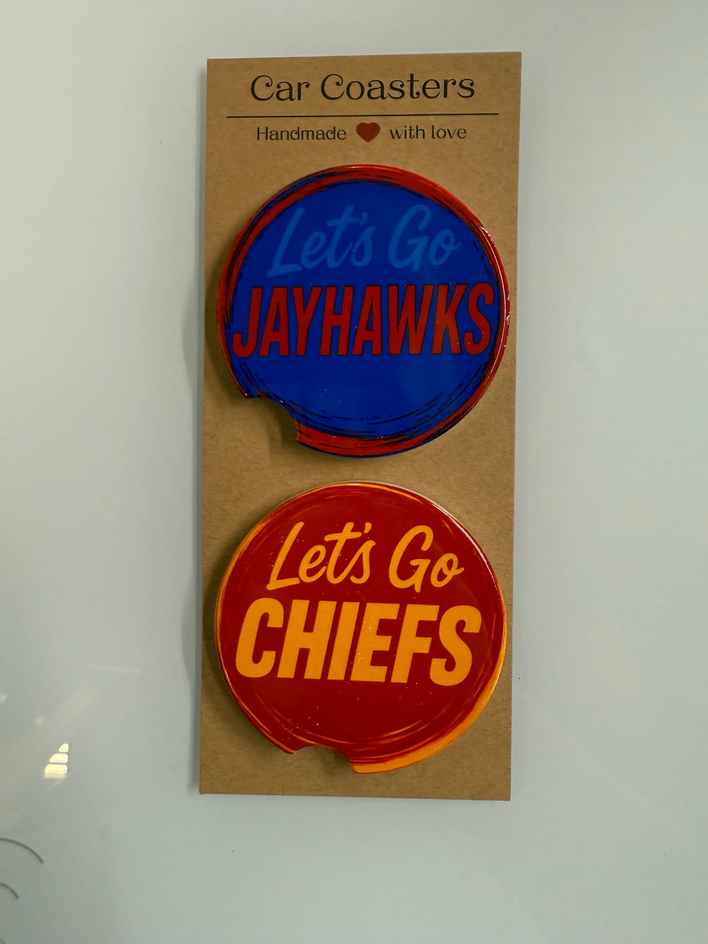 My Favorite Teams Set of 2 Car Coasters