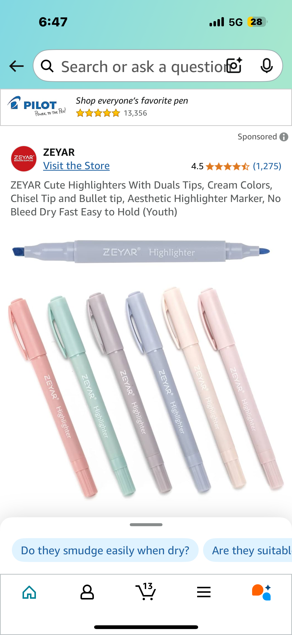 ZEYAR Cute Highlighters With Duals Tips, Cream Colors, Chisel Tip and Bullet tip, Aesthetic Highlighter Marker, No Bleed Dry Fast Easy to Hold (Youth)