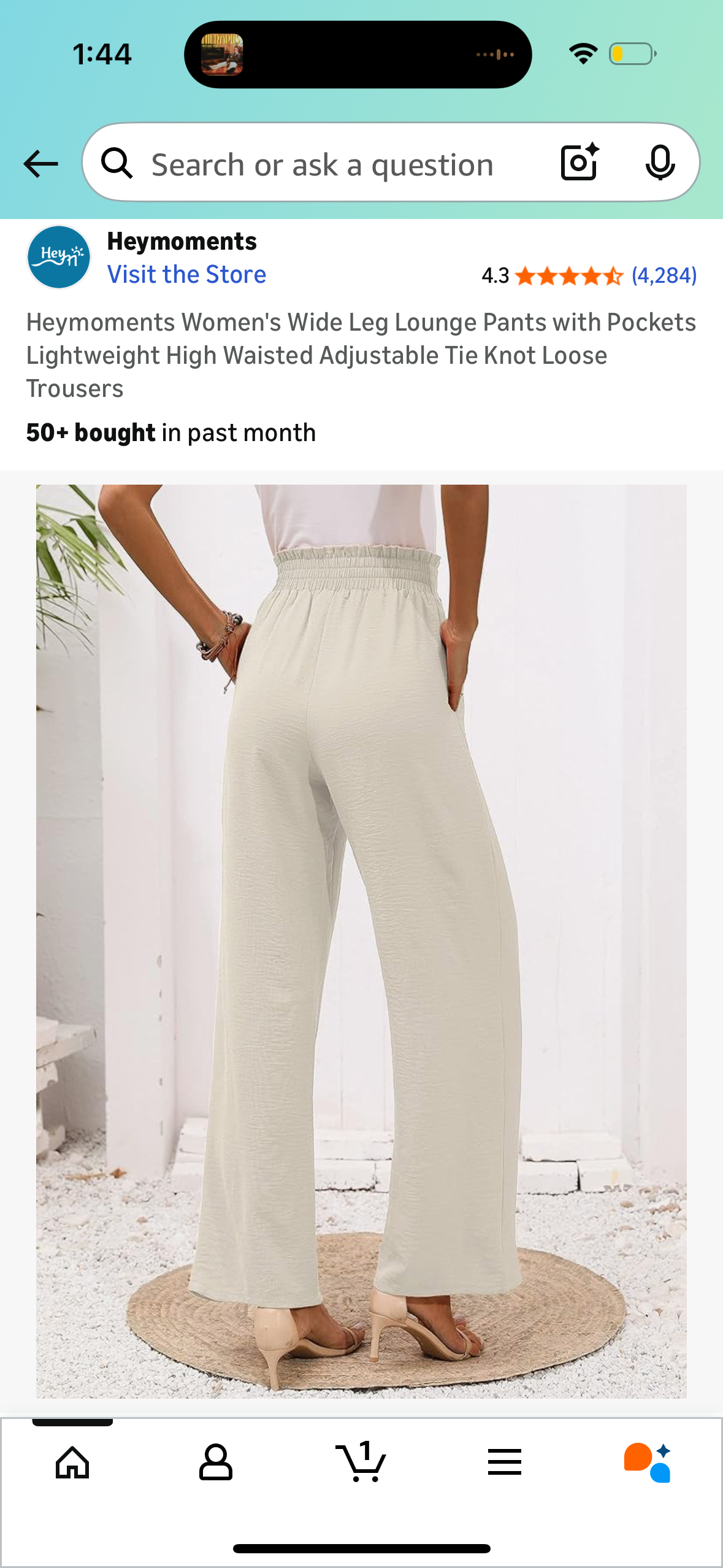 Heymoments Women's Wide Leg Lounge Pants with Pockets Lightweight High Waisted Adjustable Tie Knot Loose Trousers