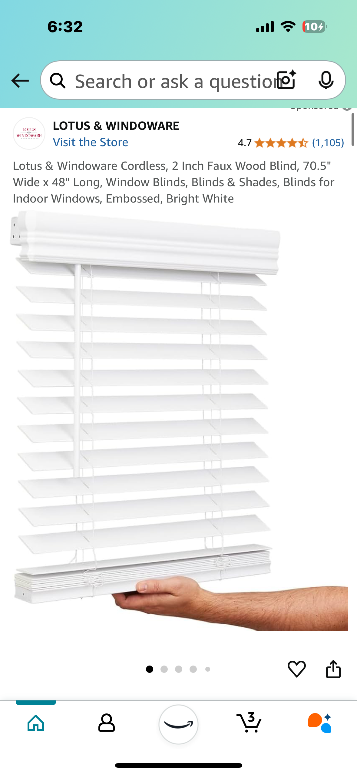 New - Crown Valence Blind 70.5” x 48” (L802)