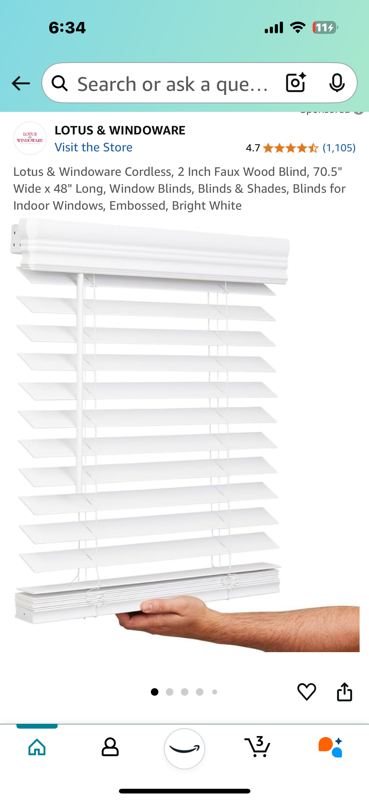 New - Crown Valence Blind 70.5” x 48” (L802)