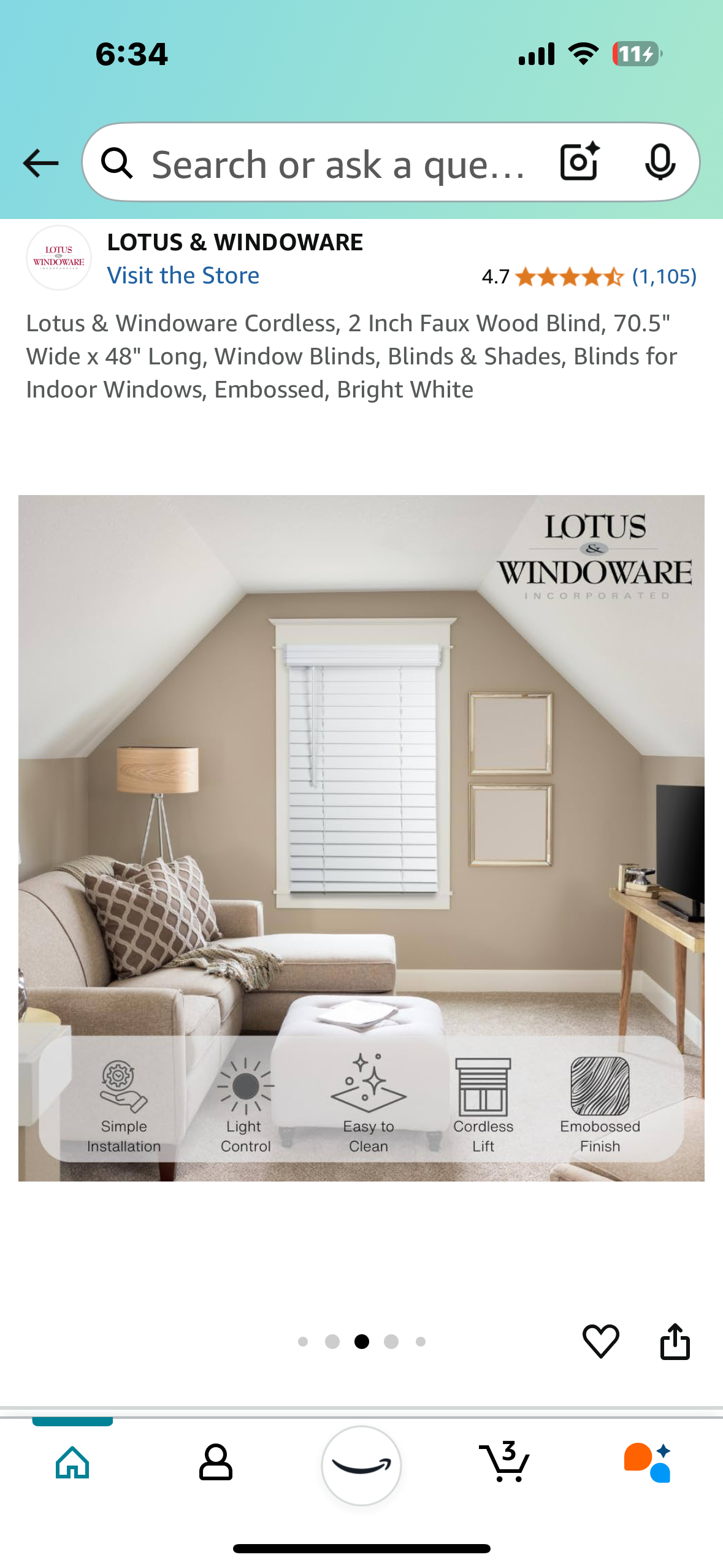 New - Crown Valence Blind 70.5” x 48” (L802)