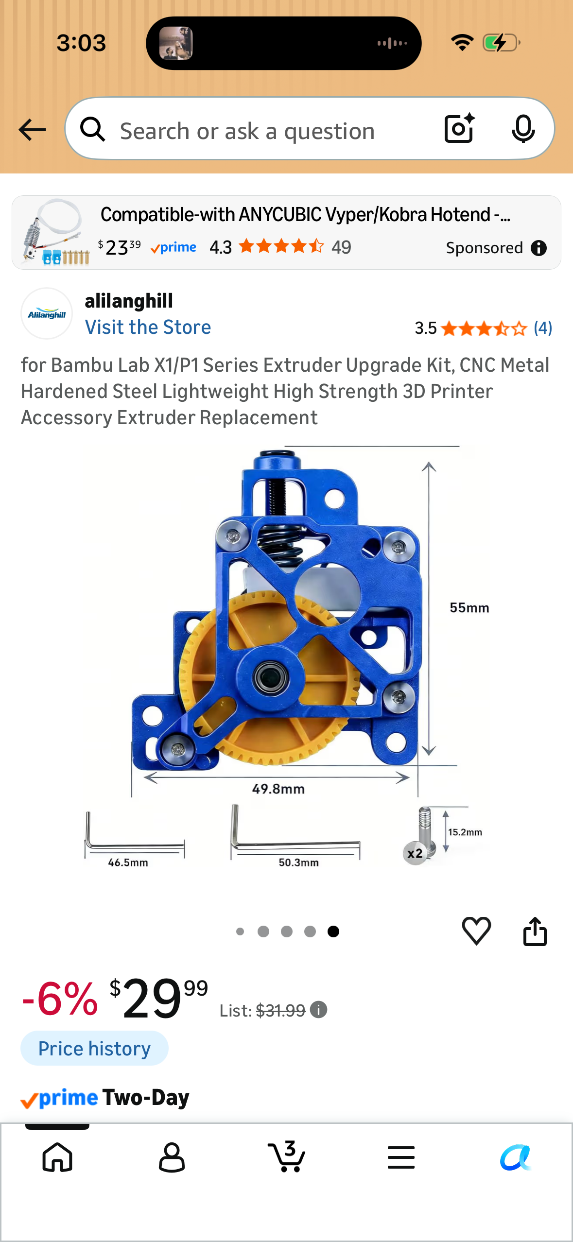 Bambu Lab X1/P1 Series Extruder Upgrade Kit, CNC Metal Hardened Steel Lightweight High Strength 3D Printer Accessory Extruder Replacement