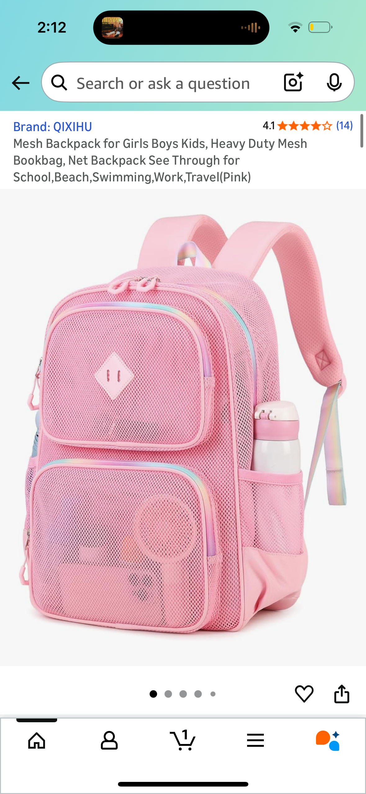 Mesh Backpack for Girls Boys Kids, Heavy Duty Mesh Bookbag, Net Backpack See Through for School,Beach,Swimming,Work,Travel(Pink)