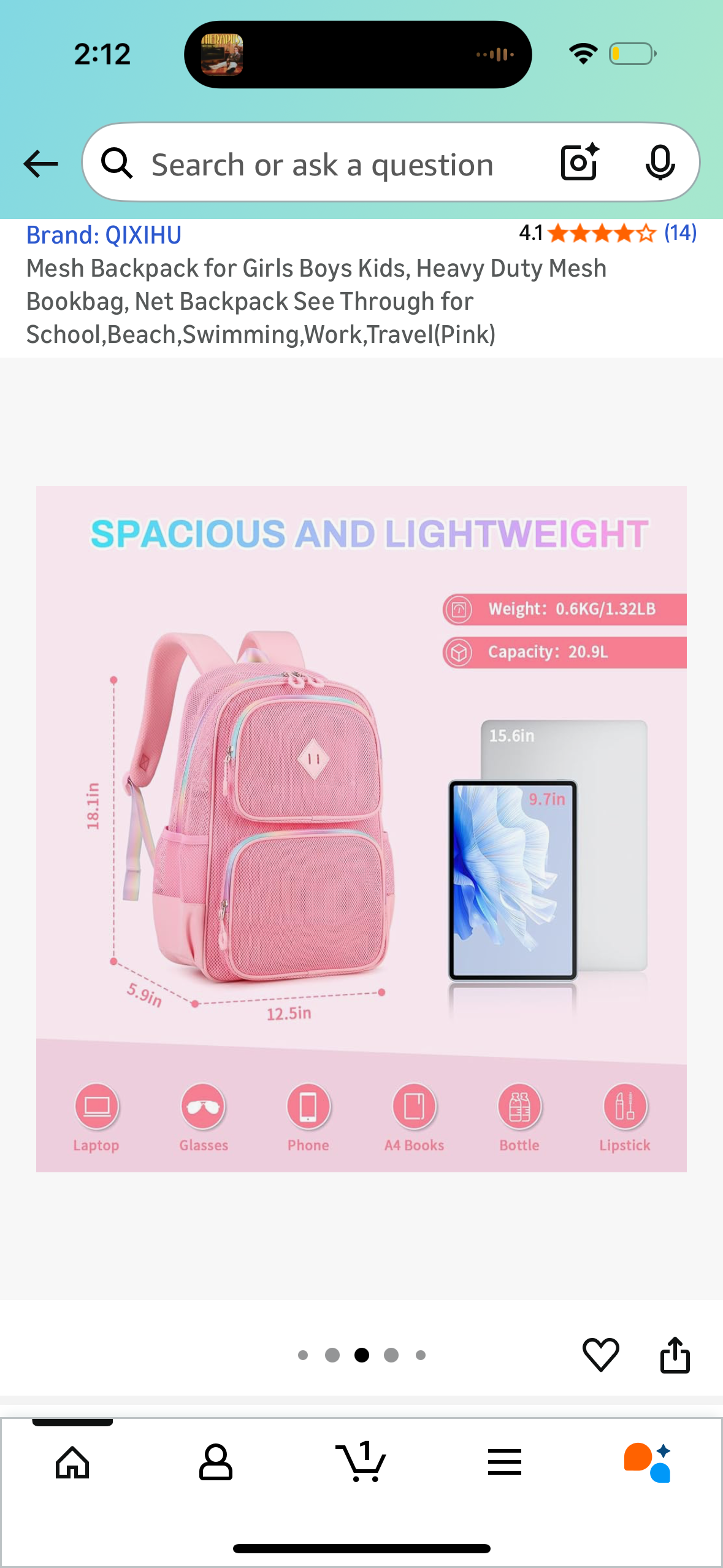 Mesh Backpack for Girls Boys Kids, Heavy Duty Mesh Bookbag, Net Backpack See Through for School,Beach,Swimming,Work,Travel(Pink)