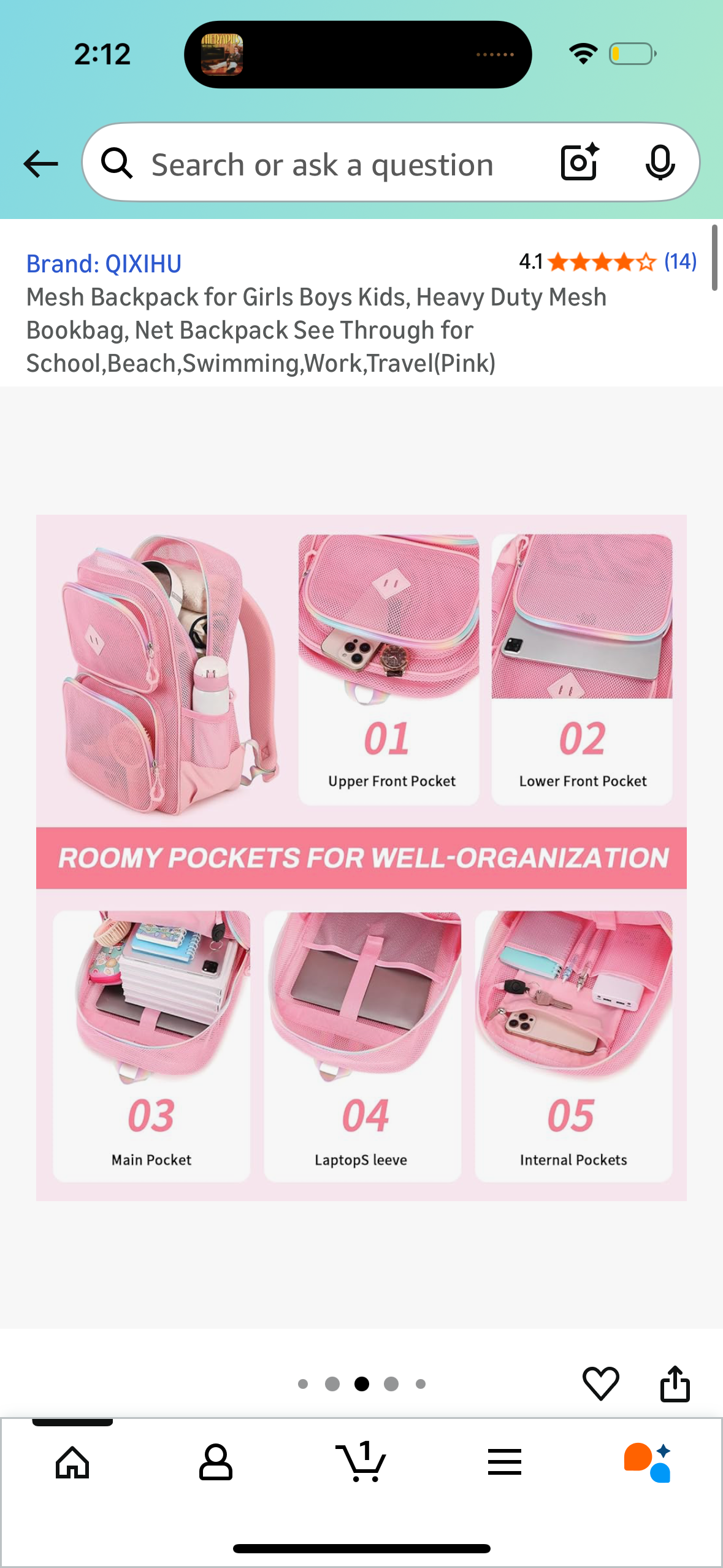 Mesh Backpack for Girls Boys Kids, Heavy Duty Mesh Bookbag, Net Backpack See Through for School,Beach,Swimming,Work,Travel(Pink)