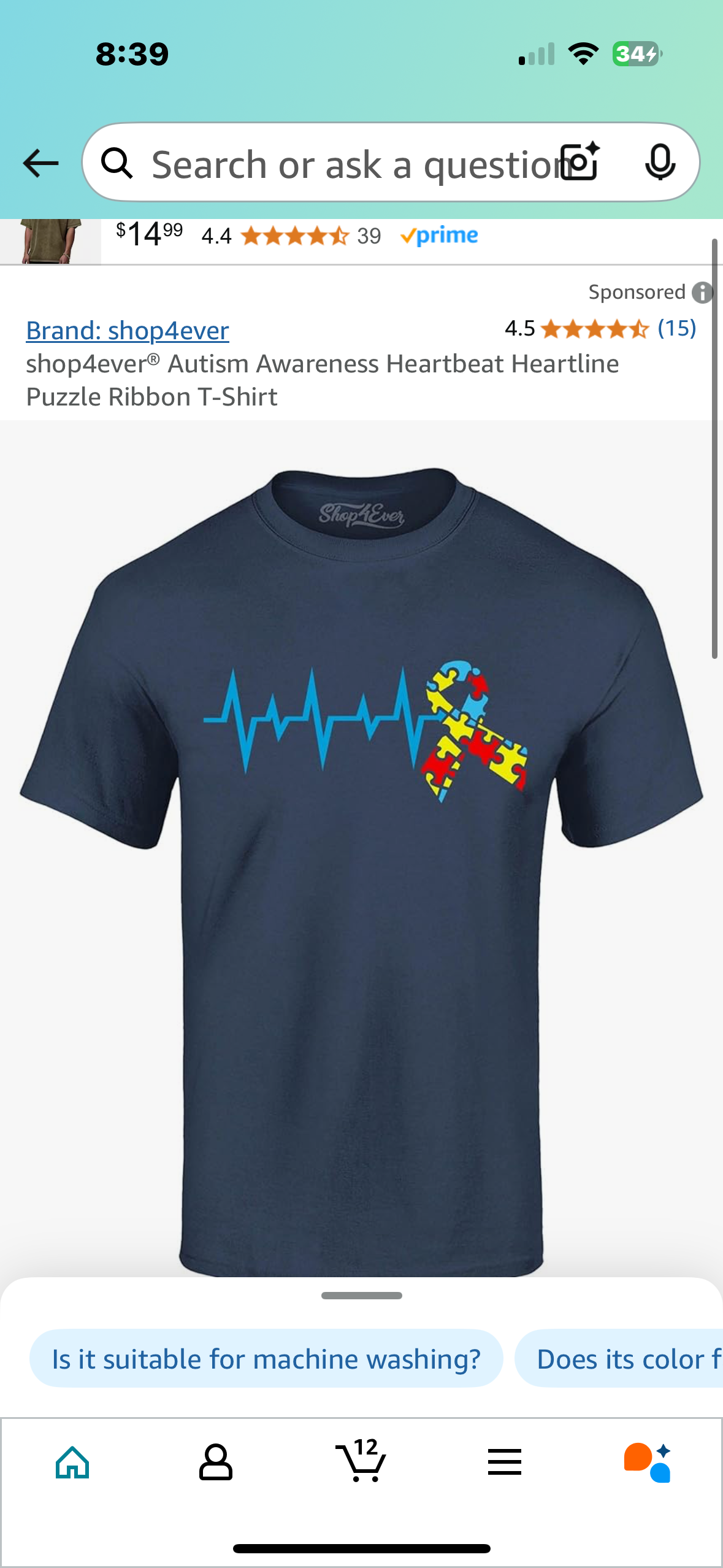 shop4ever® Autism Awareness Heartbeat Heartline Puzzle Ribbon T-Shirt