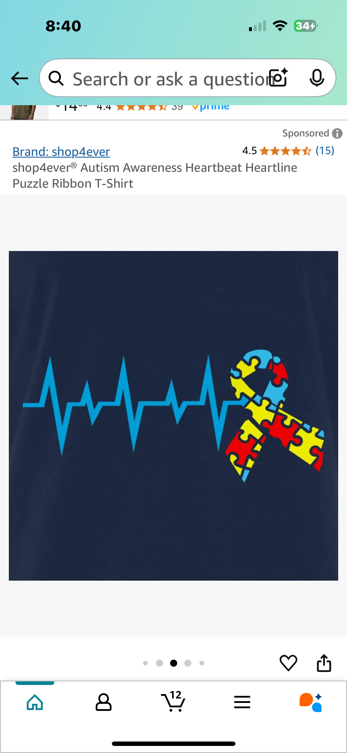shop4ever® Autism Awareness Heartbeat Heartline Puzzle Ribbon T-Shirt