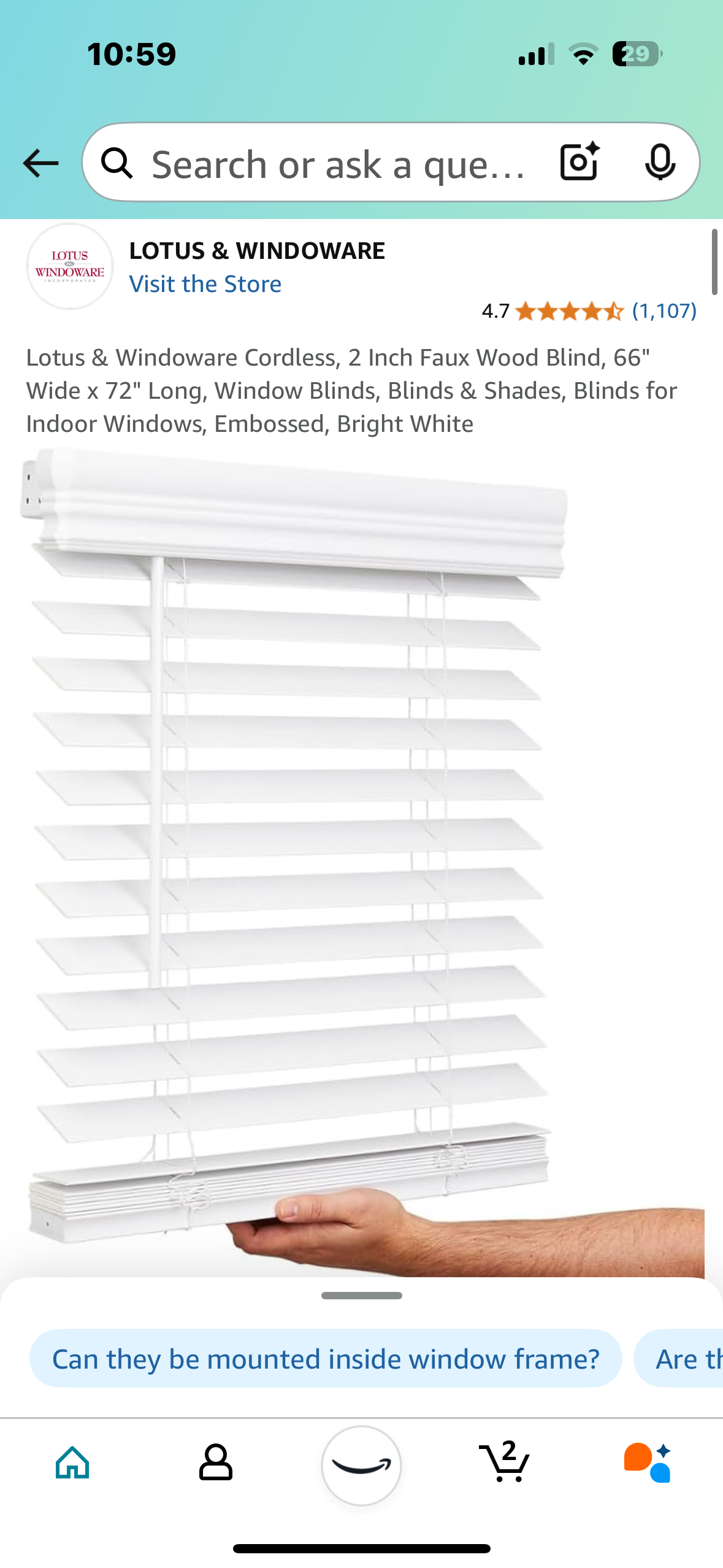New - Crown Valence Blind 66”x72” (L803)