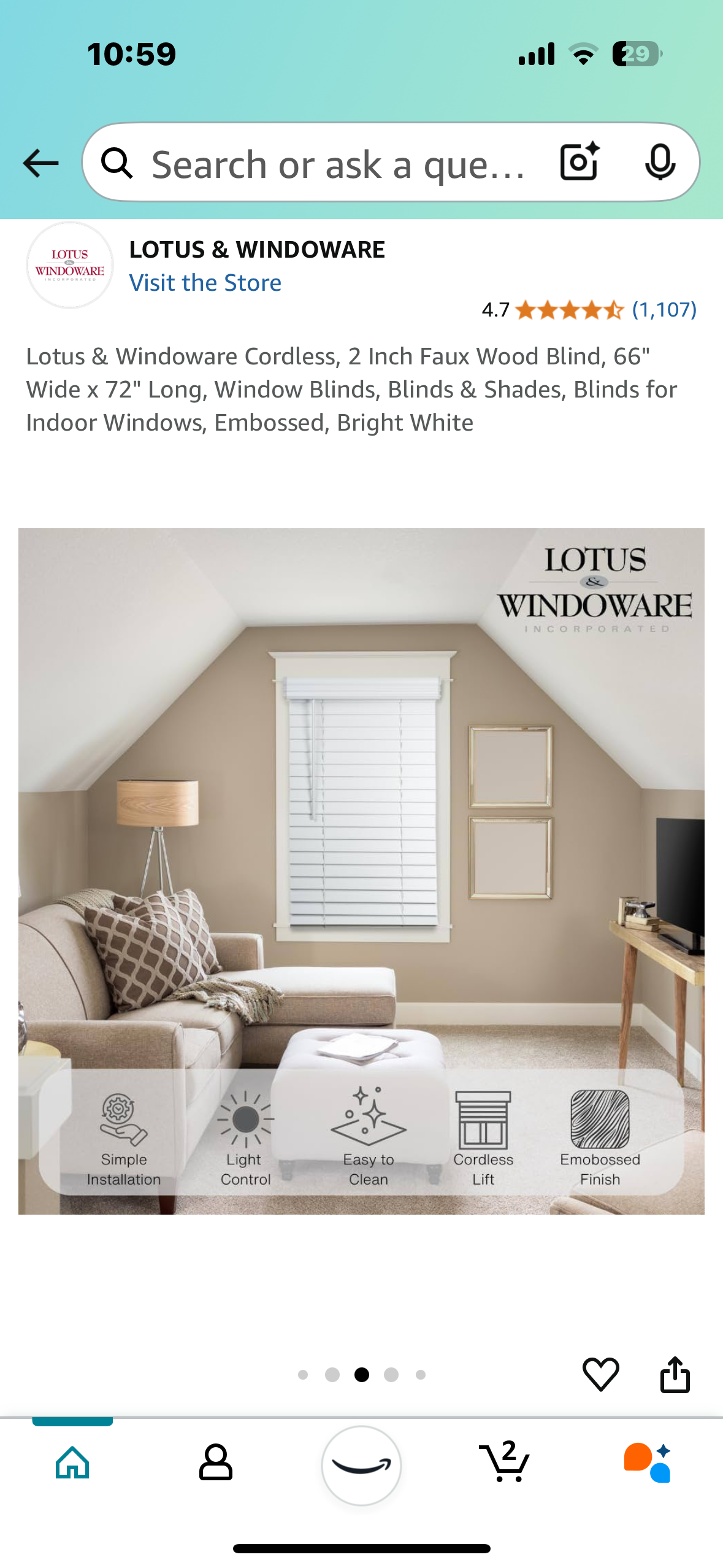 New - Crown Valence Blind 66”x72” (L803)
