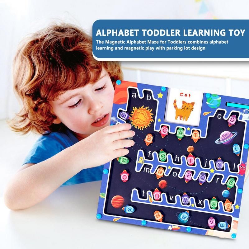 Magnetic Alphabet Maze, Montessori Toy for Early Development, 3+ Years Old toys for boys and girls, Educational Fine Motor Skills Toys, Activity maze board, Birthday Gift for Kids
