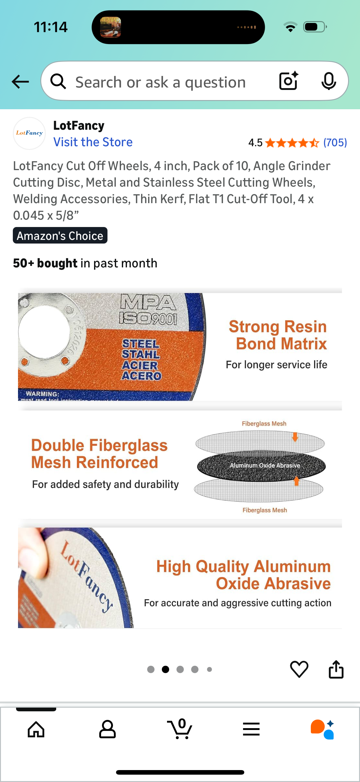 LotFancy Cut Off Wheels, 4 inch, Pack of 10, Angle Grinder Cutting Disc, Metal and Stainless Steel Cutting Wheels, Welding Accessories, Thin Kerf, Flat T1 Cut-Off Tool, 4 x 0.045 x 5/8”