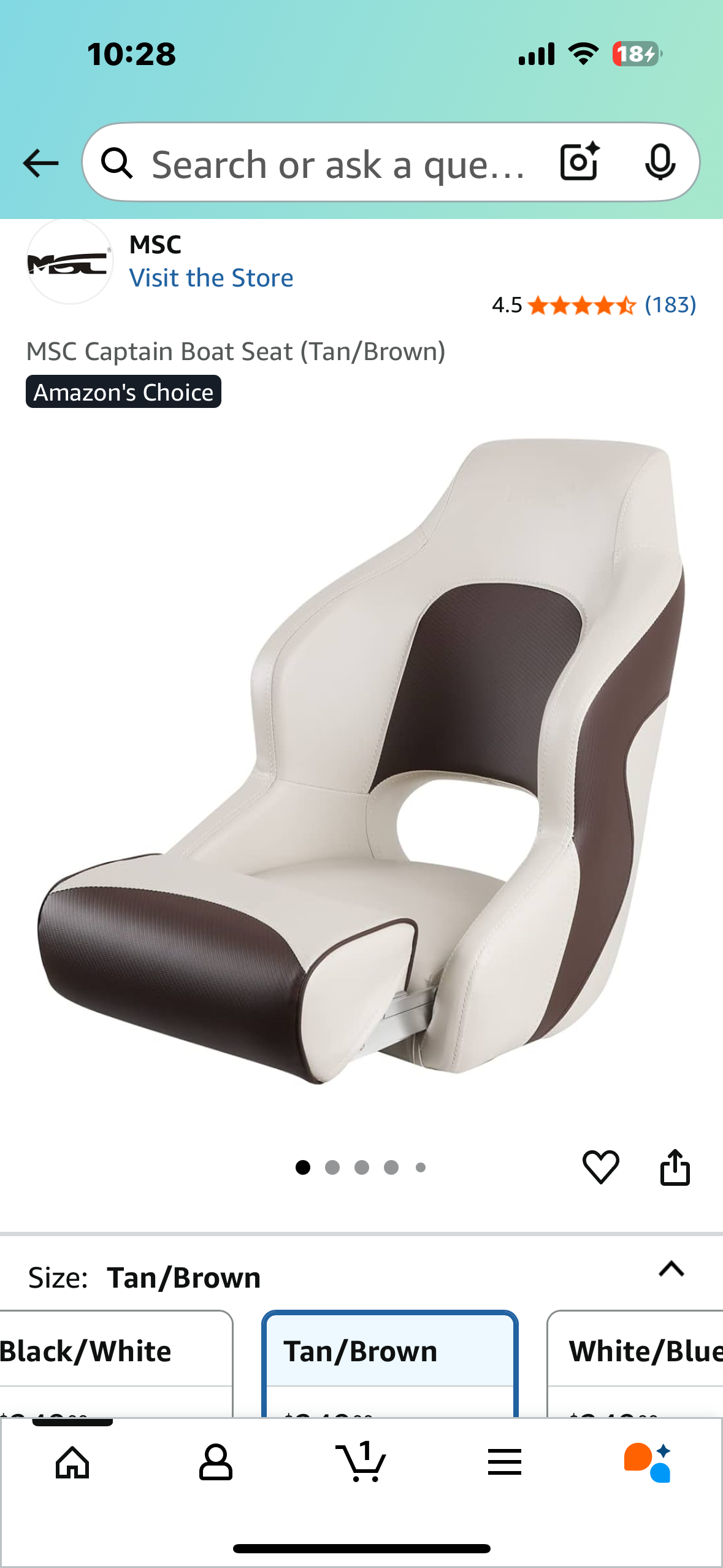 MSC Captain Boat Seat (White/Grey) (W512)