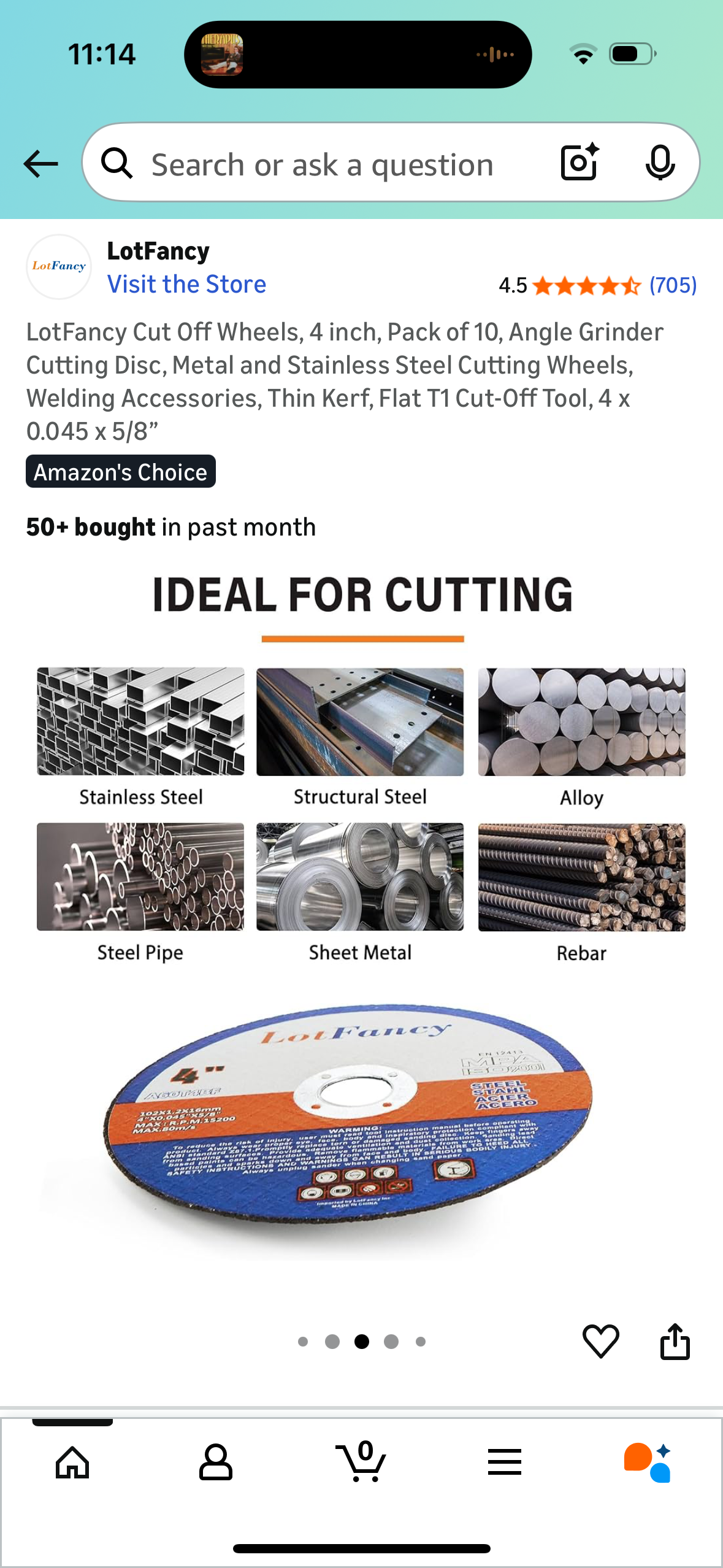 LotFancy Cut Off Wheels, 4 inch, Pack of 10, Angle Grinder Cutting Disc, Metal and Stainless Steel Cutting Wheels, Welding Accessories, Thin Kerf, Flat T1 Cut-Off Tool, 4 x 0.045 x 5/8”