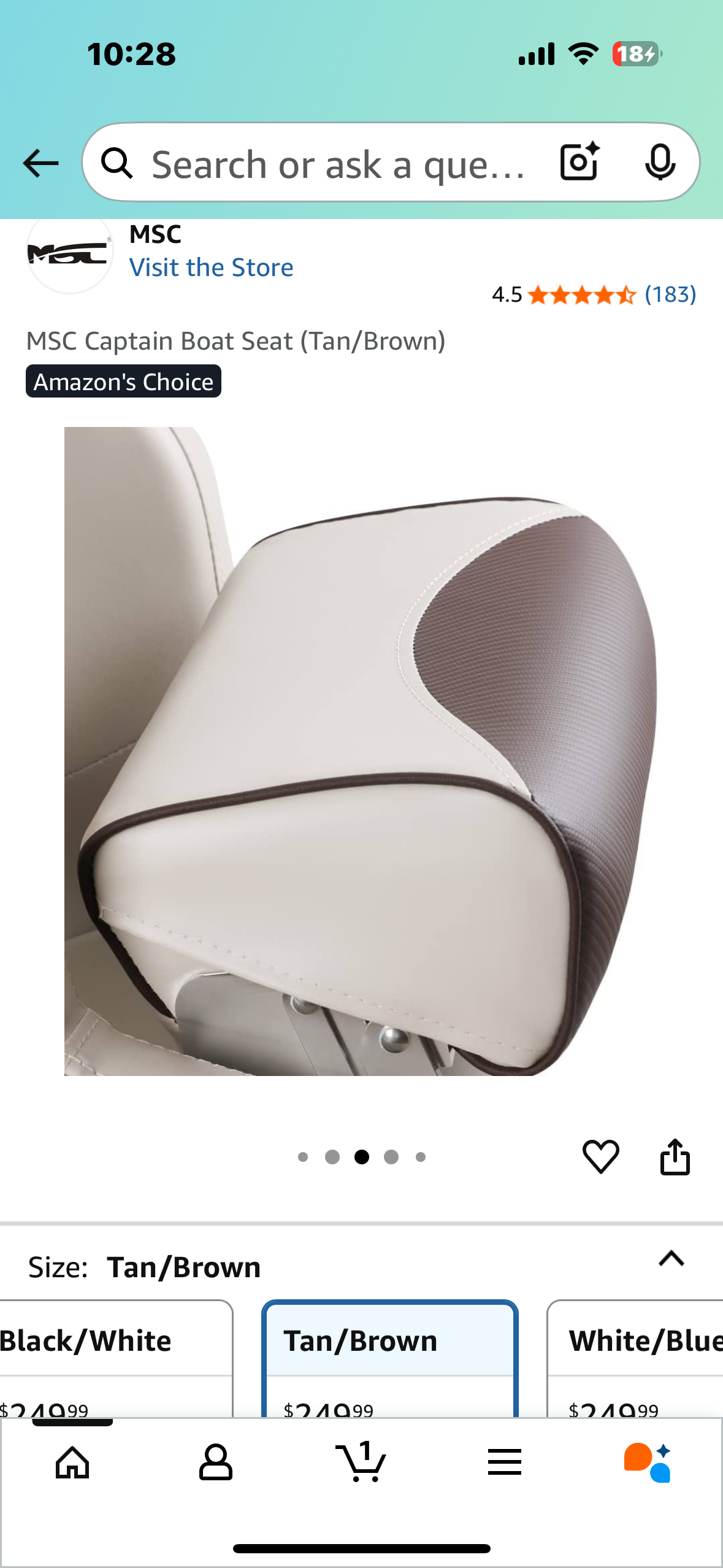 MSC Captain Boat Seat (White/Grey) (W512)