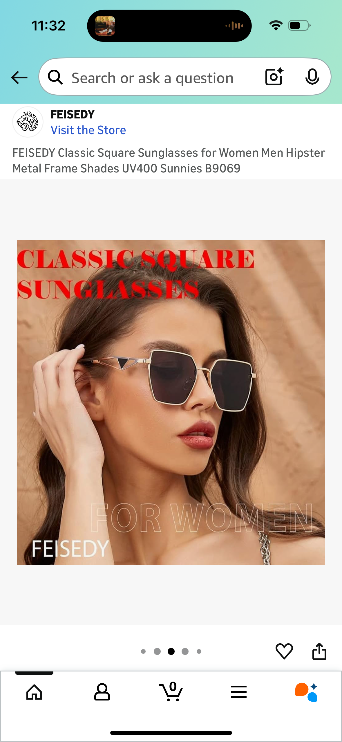 FEISEDY Classic Square Sunglasses for Women Men Hipster Metal Frame Shades UV400 Sunnies B9069