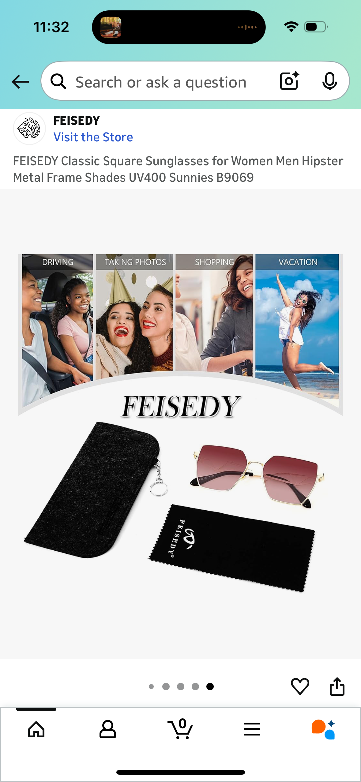 FEISEDY Classic Square Sunglasses for Women Men Hipster Metal Frame Shades UV400 Sunnies B9069