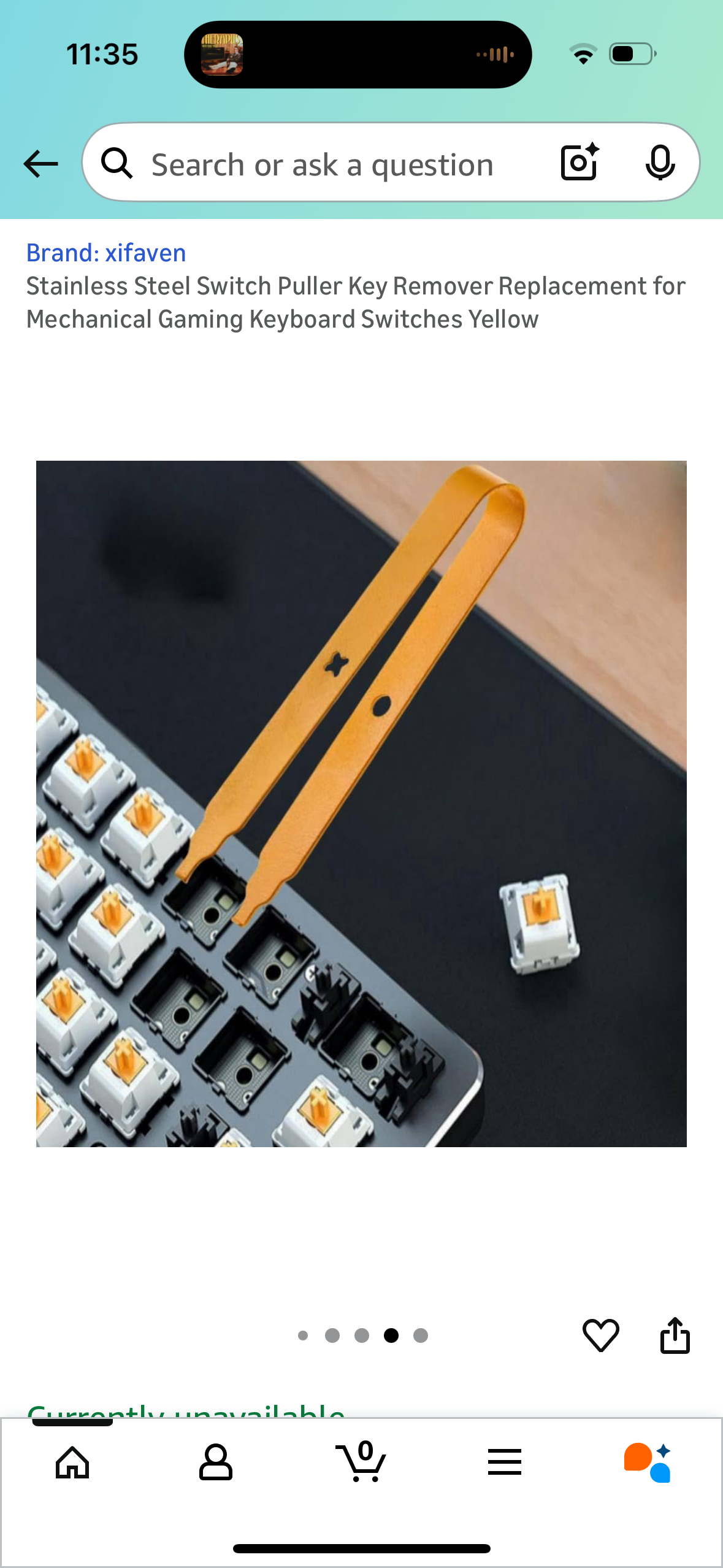 Stainless Steel Switch Puller Key Remover Replacement for Mechanical Gaming Keyboard Switches Yellow