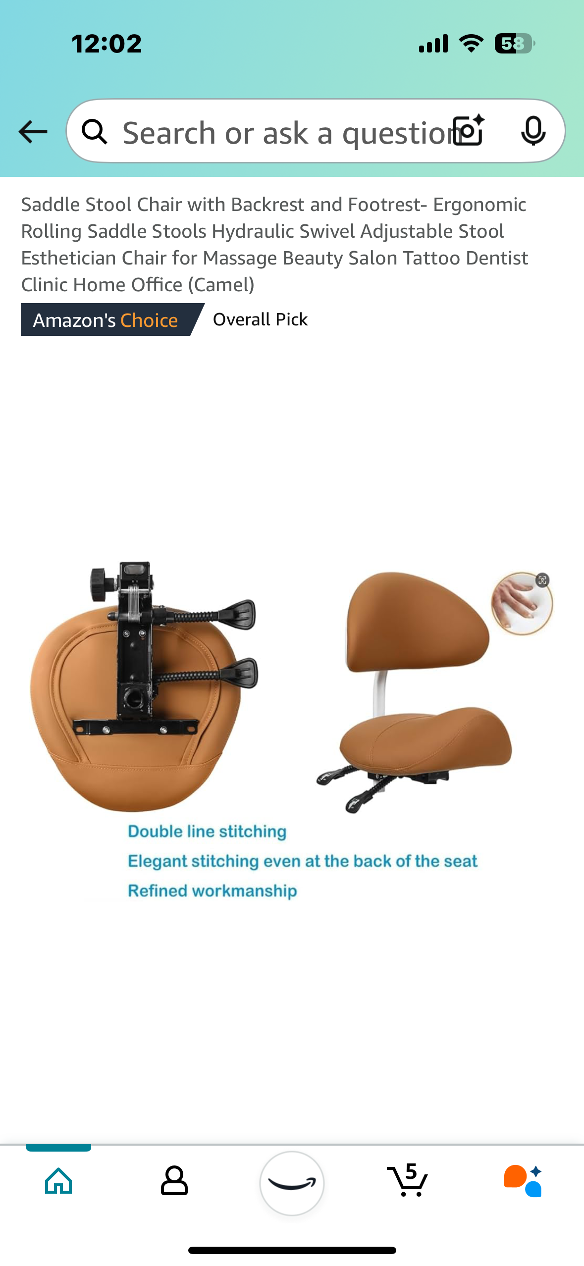 New - Saddle Stool Chair with Backrest and Footrest (O350)