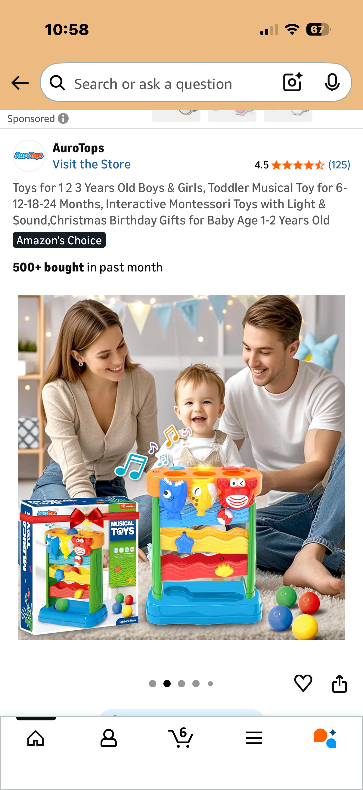 Toys for 1 2 3 Years Old Boys & Girls, Toddler Musical Toy for 6-12-18-24 Months, Interactive Montessori Toys with Light & Sound,Christmas Birthday Gifts for Baby Age 1-2 Years Old