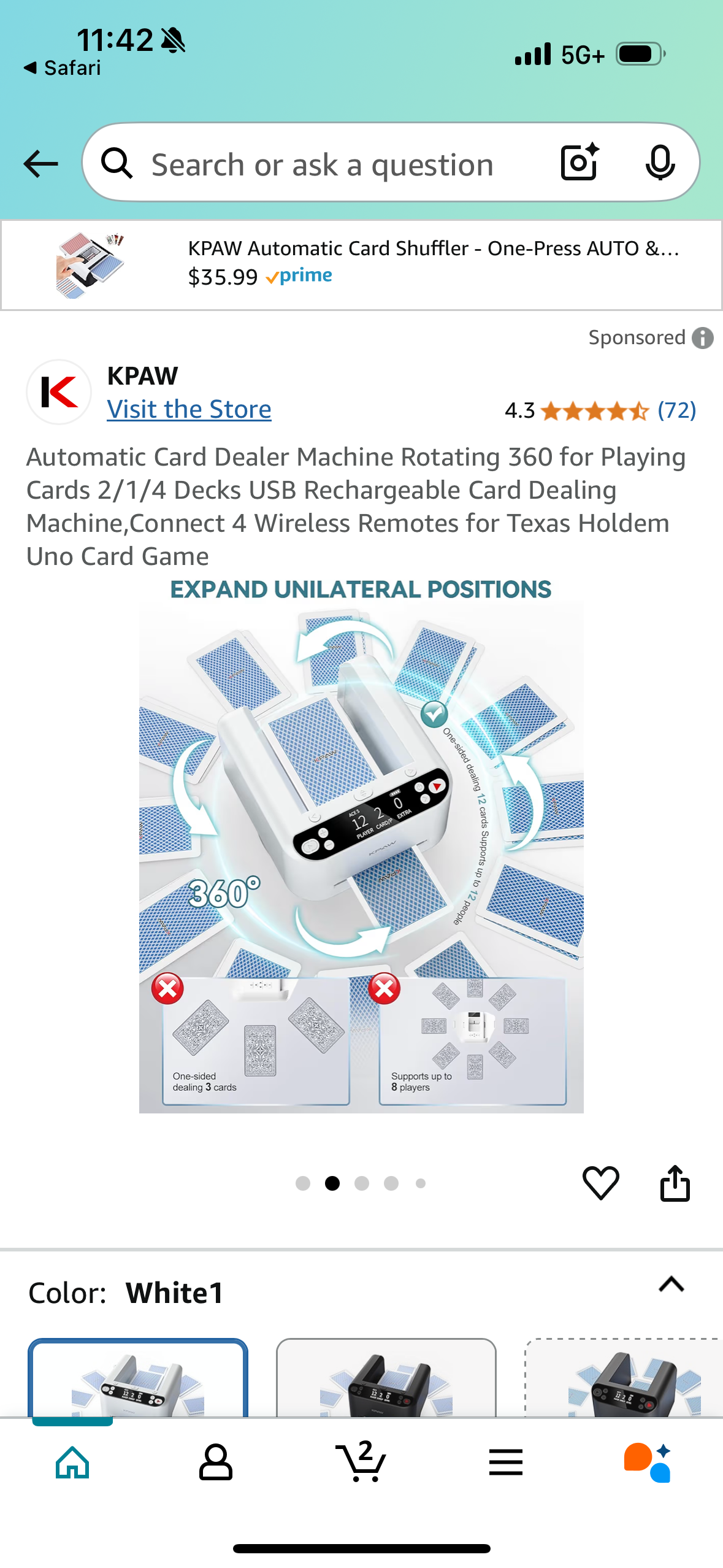Automatic Card Dealer Machine Rotating 360 for Playing Cards 2/1/4 Decks USB Rechargeable Card Dealing Machine,Connect 4 Wireless Remotes for Texas Holdem Uno Card Game