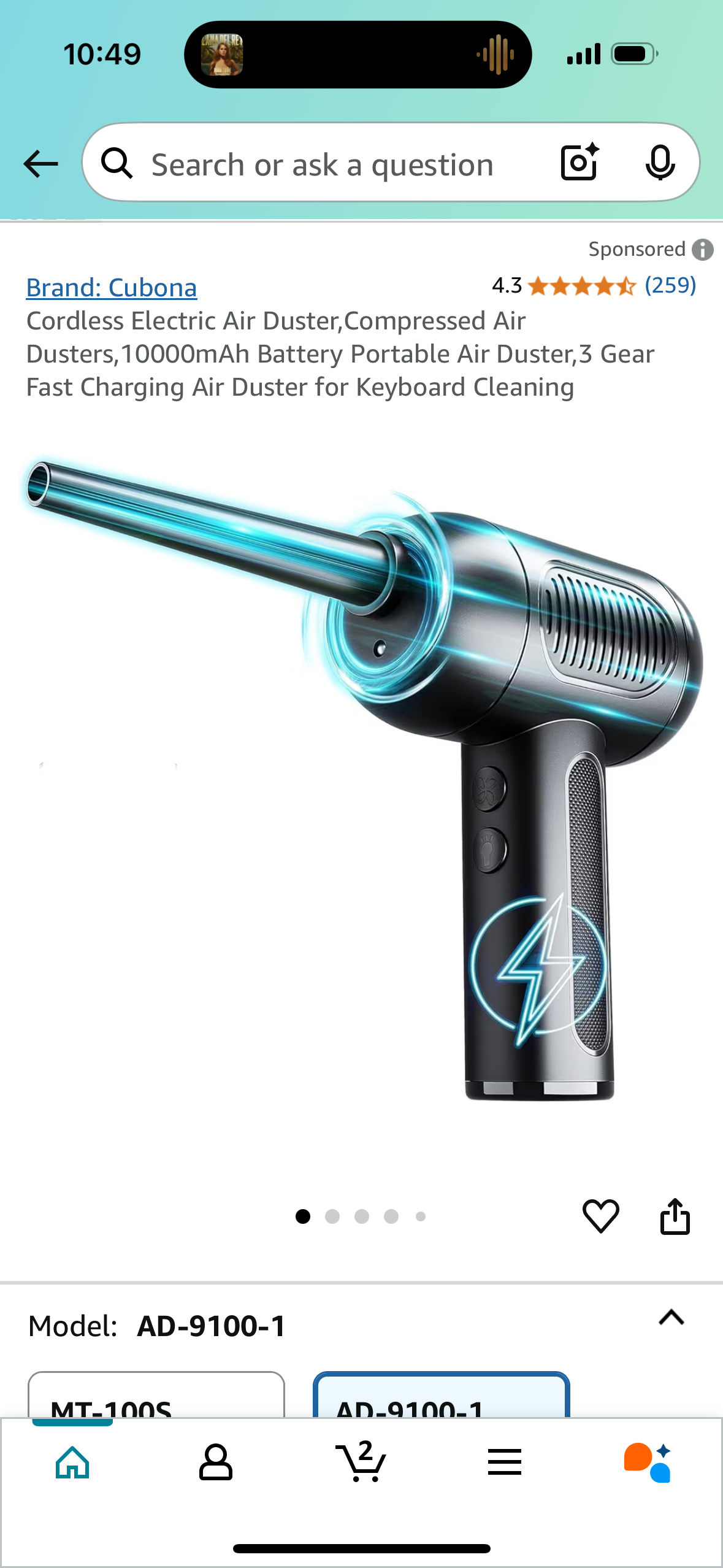 Cordless Electric Air Duster,Compressed Air Dusters,10000mAh Battery Portable Air Duster,3 Gear Fast Charging Air Duster for Keyboard Cleaning