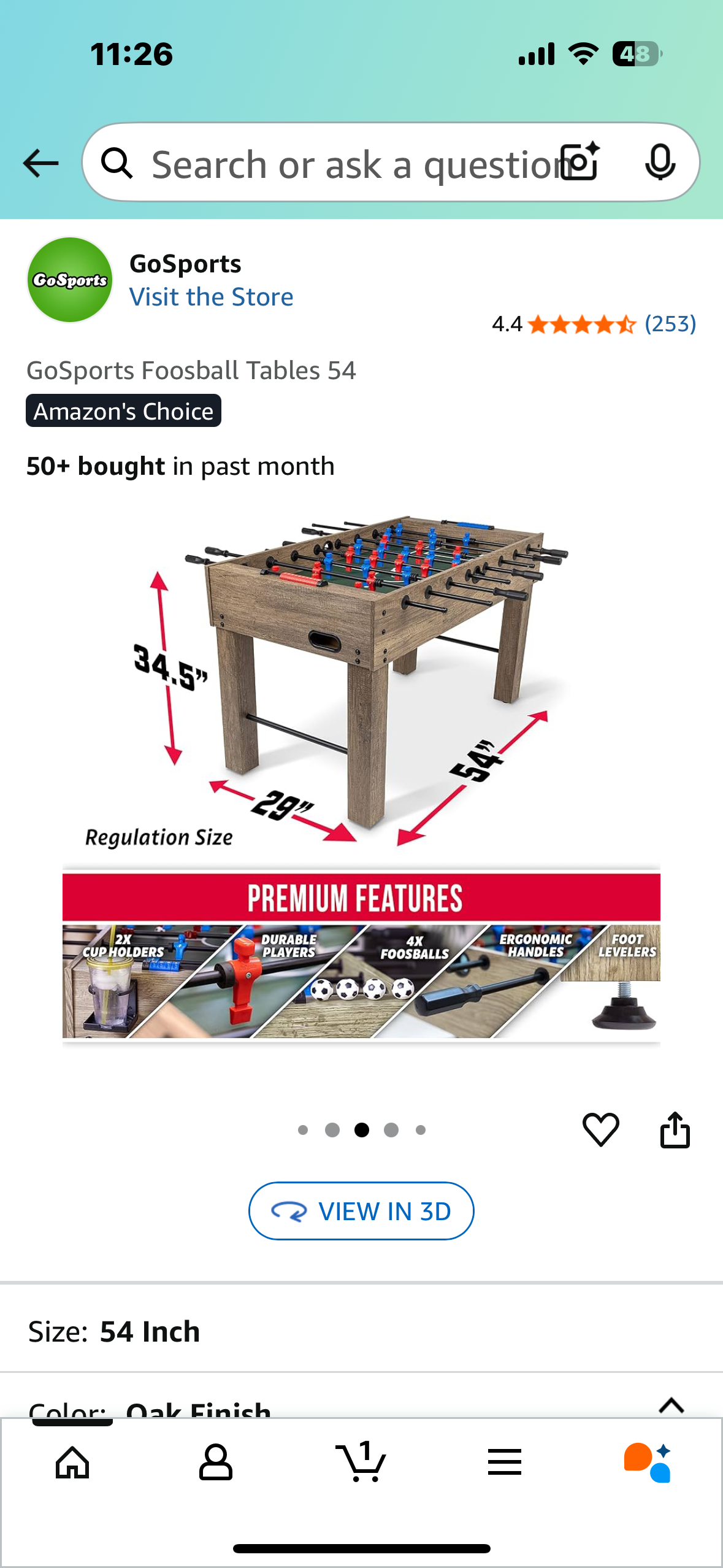 GoSports Classic Foosball Table 54” (W513)