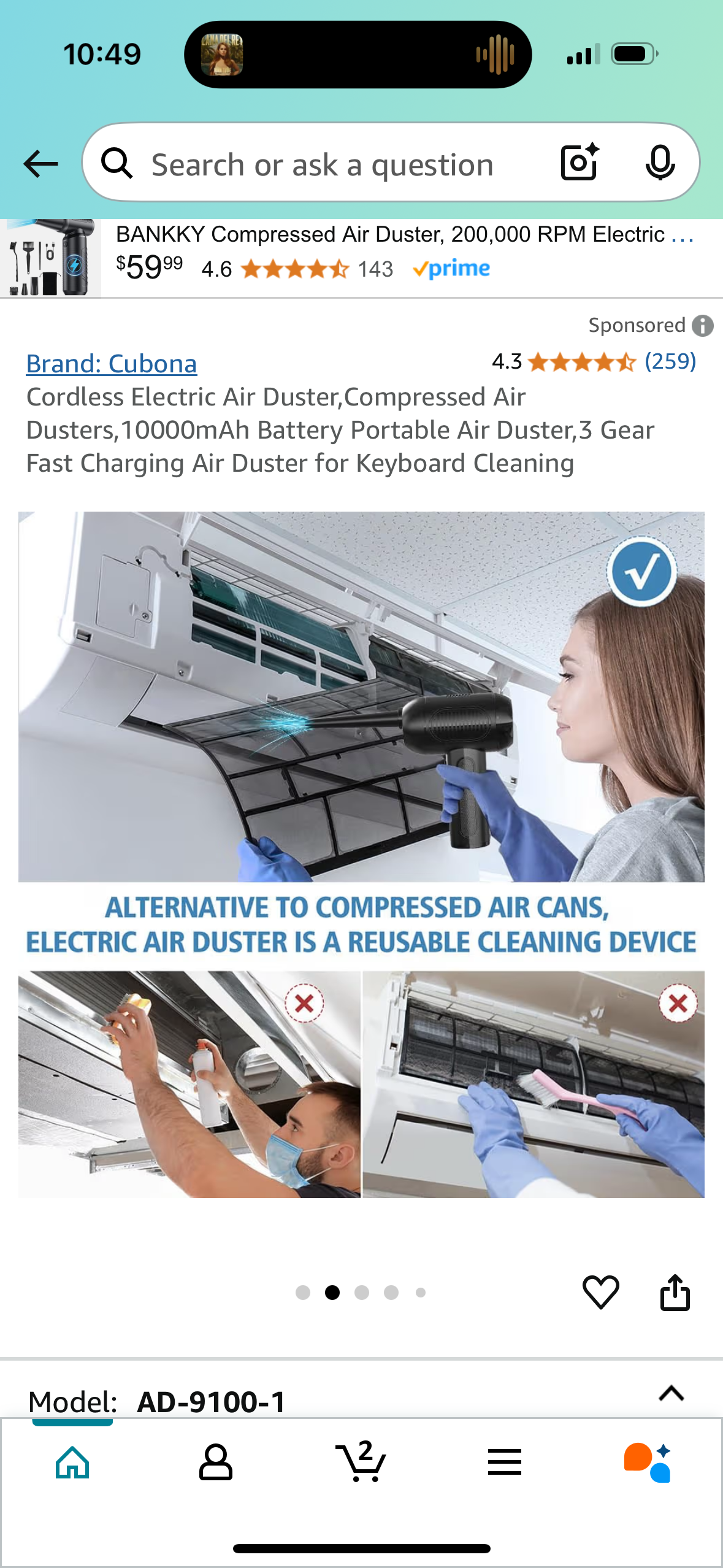 Cordless Electric Air Duster,Compressed Air Dusters,10000mAh Battery Portable Air Duster,3 Gear Fast Charging Air Duster for Keyboard Cleaning