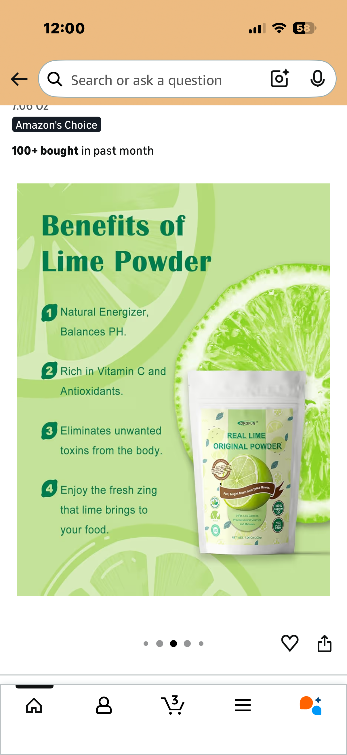 ORGFUN Original Lime Powder, Whole Lime Juice Freeze Dried Powder, Great for Cocktails, Drinks, Smoothies, and Cooking 7.06 Oz