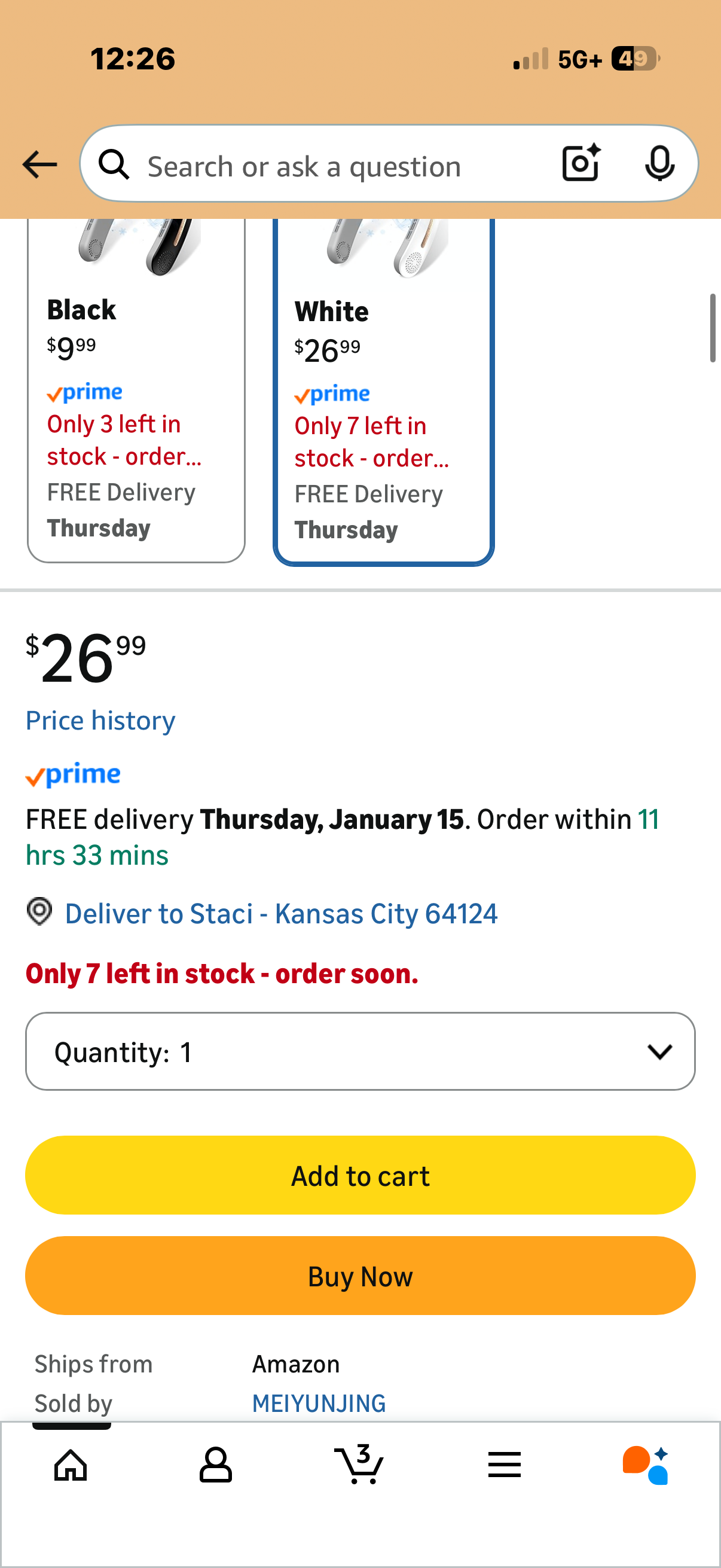 OLV Neck Fan 4 Turbo 6000mAh Portable 360 Cooling Airflow Bladeless USB Rechargeable with 3 Speeds Adjustment Wearable Personal Fan for Outdoor Travel Indoor - White