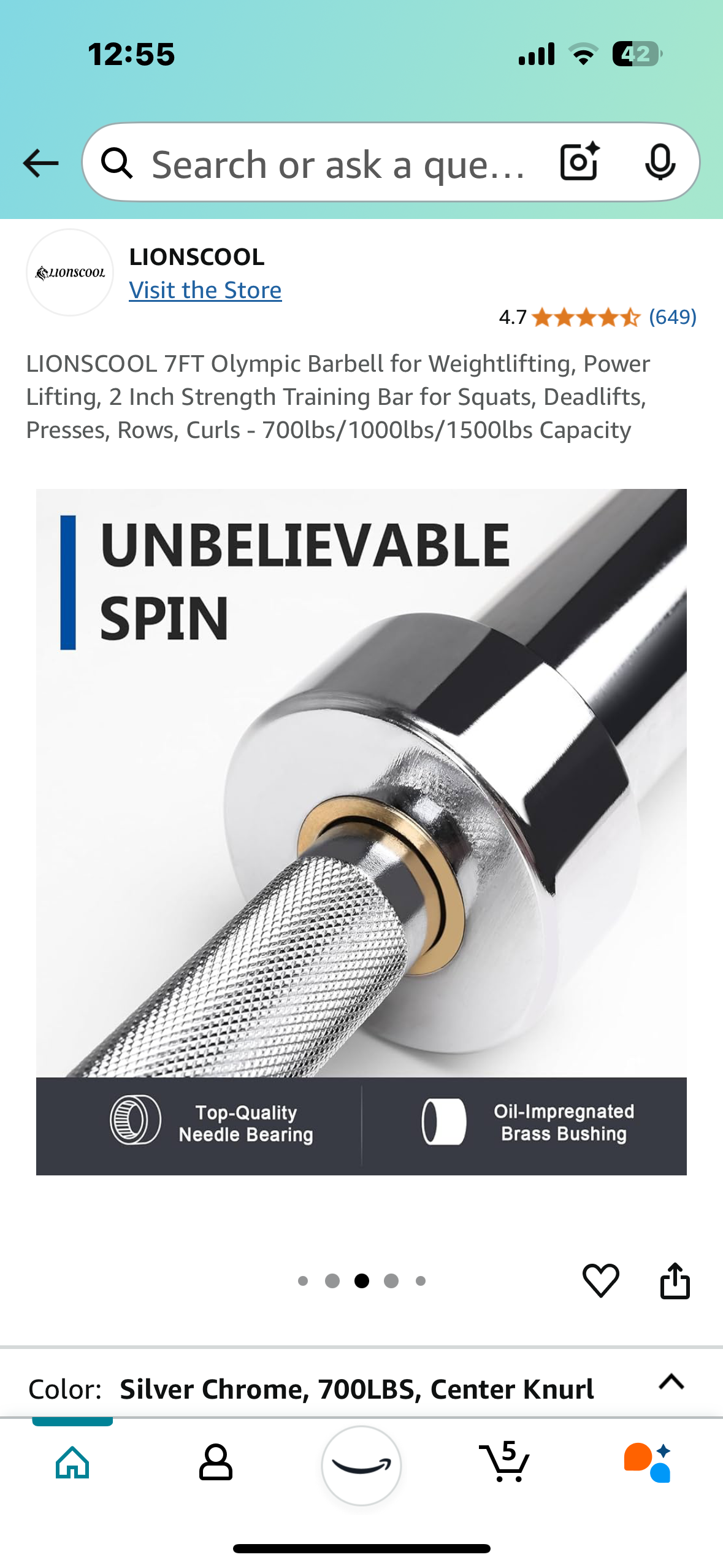 New - Lionscool 7’ Olympic Barbell (W385)