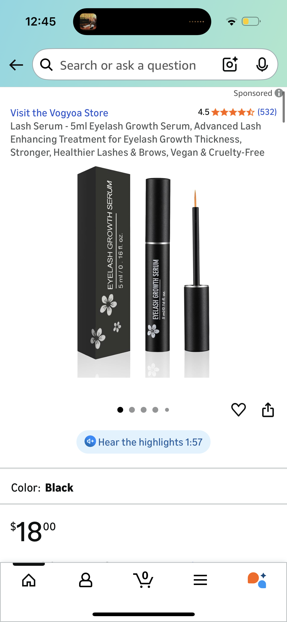 Lash Serum - 5ml Eyelash Growth Serum, Advanced Lash Enhancing Treatment for Eyelash Growth Thickness, Stronger, Healthier Lashes & Brows, Vegan & Cruelty-Free