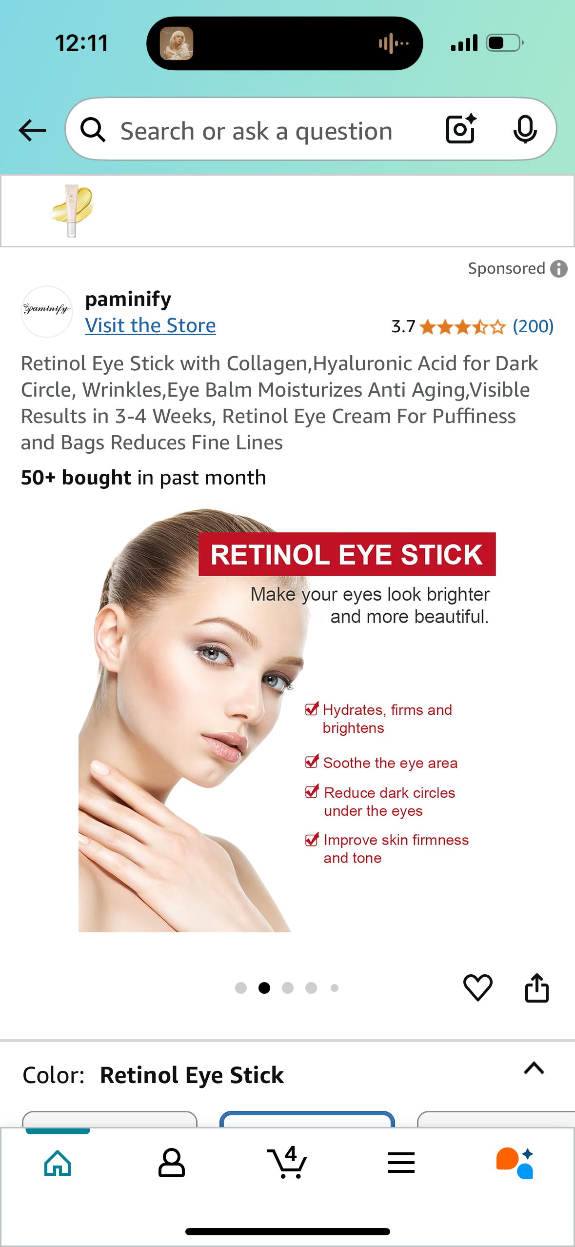 Retinol Eye Stick with Collagen,Hyaluronic Acid for Dark Circle, Wrinkles,Eye Balm Moisturizes Anti Aging,Visible Results in 3-4 Weeks, Retinol Eye Cream For Puffiness and Bags Reduces Fine Lines