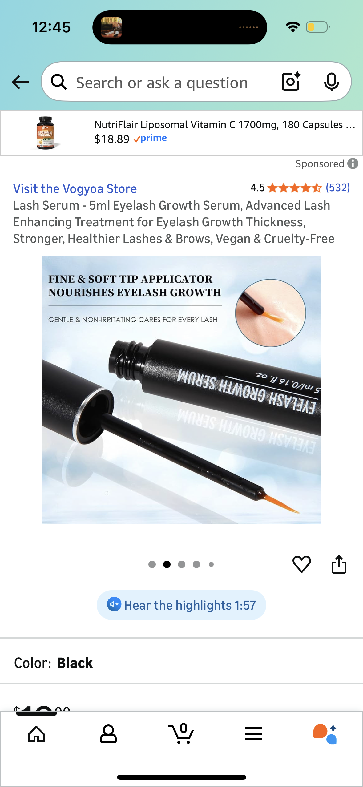 Lash Serum - 5ml Eyelash Growth Serum, Advanced Lash Enhancing Treatment for Eyelash Growth Thickness, Stronger, Healthier Lashes & Brows, Vegan & Cruelty-Free