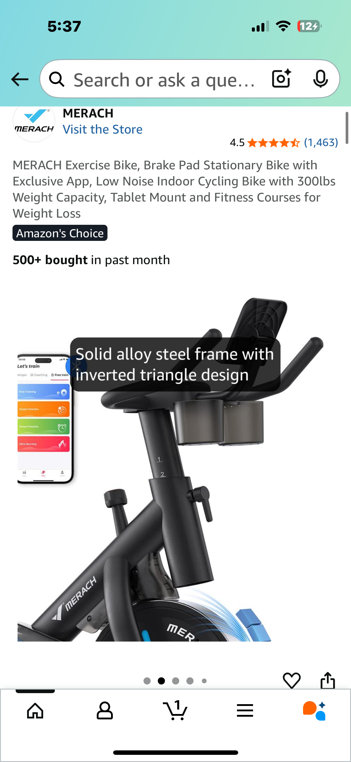 MERACH Exercise Bike, Brake Pad Stationary Bike with Exclusive App, Low Noise Indoor Cycling Bike with 300lbs Weight Capacity, Tablet Mount and Fitness Courses for Weight Loss (W516)