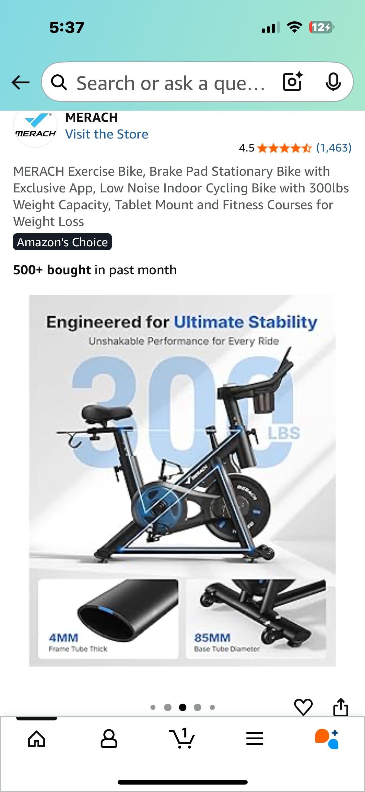 MERACH Exercise Bike, Brake Pad Stationary Bike with Exclusive App, Low Noise Indoor Cycling Bike with 300lbs Weight Capacity, Tablet Mount and Fitness Courses for Weight Loss (W516)