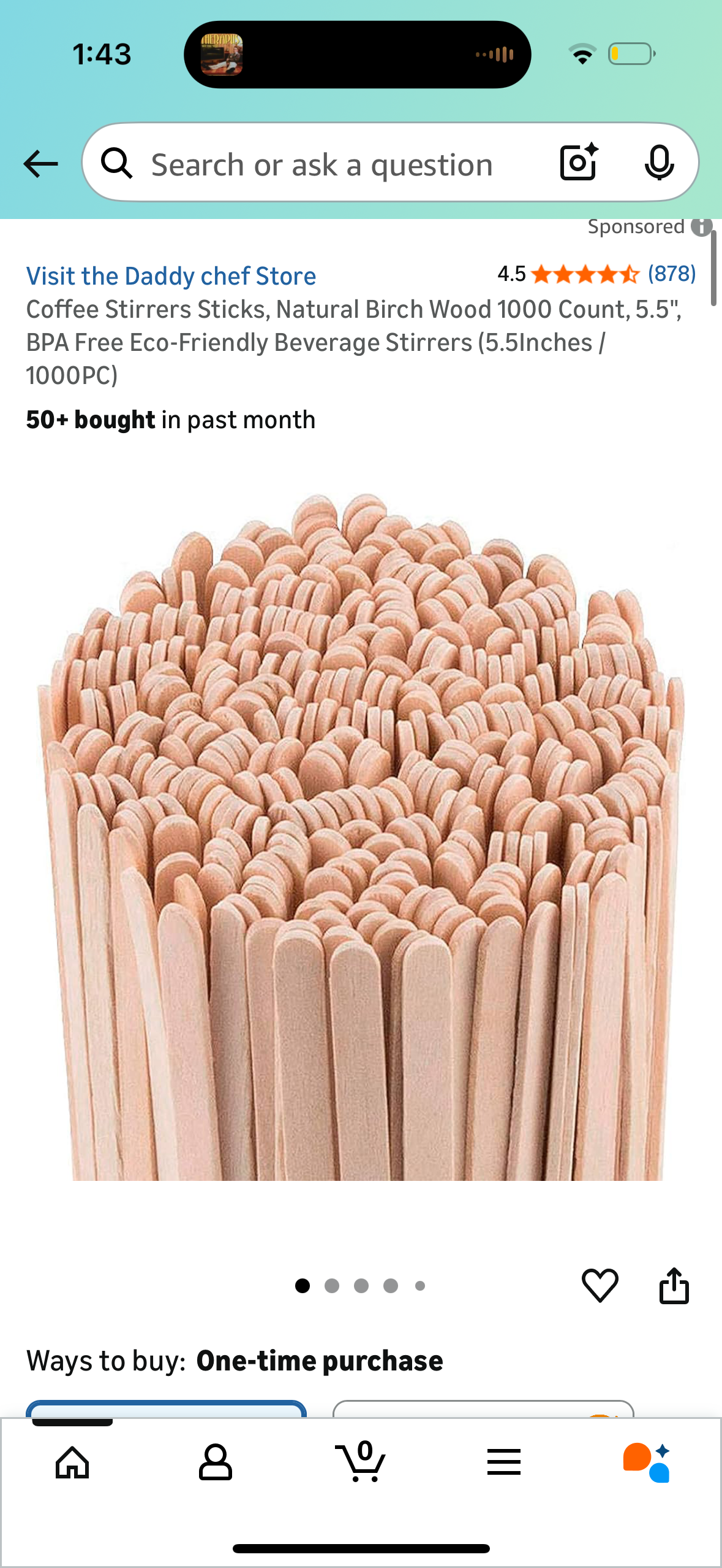 Coffee Stirrers Sticks, Natural Birch Wood 1000 Count, 5.5", BPA Free Eco-Friendly Beverage Stirrers (5.5Inches / 1000PC)