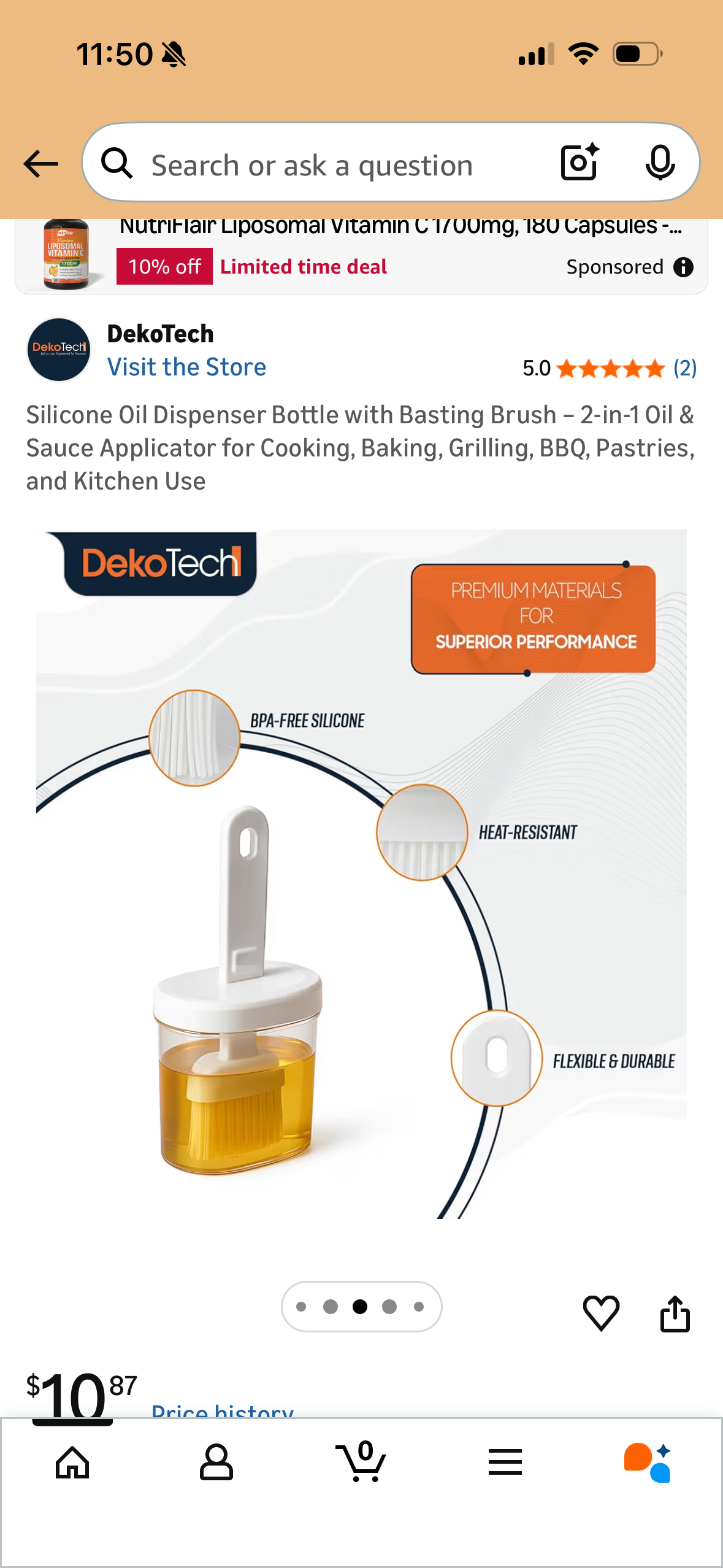 Silicone Oil Dispenser Bottle with Basting Brush – 2-in-1 Oil & Sauce Applicator for Cooking, Baking, Grilling, BBQ, Pastries, and Kitchen Use