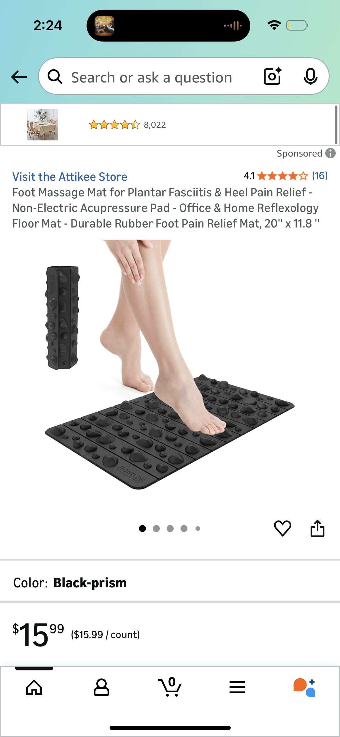 Foot Massage Mat for Plantar Fasciitis & Heel Pain Relief - Non-Electric Acupressure Pad - Office & Home Reflexology Floor Mat - Durable Rubber Foot Pain Relief Mat, 20'' x 11.8 ''