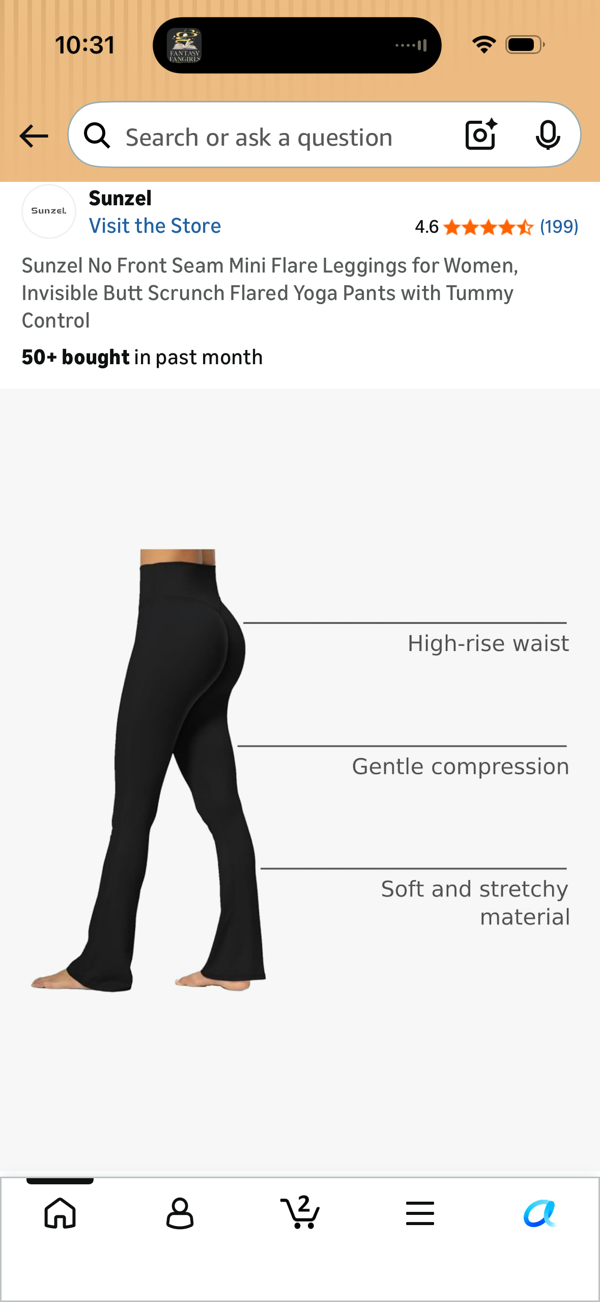 Sunzel No Front Seam Mini Flare Leggings for Women, Invisible Butt Scrunch Flared Yoga Pants with Tummy Control