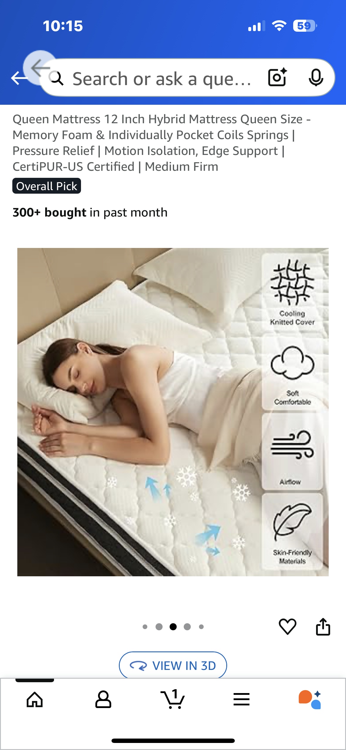 Queen Size Mattress, 12” (B1092)