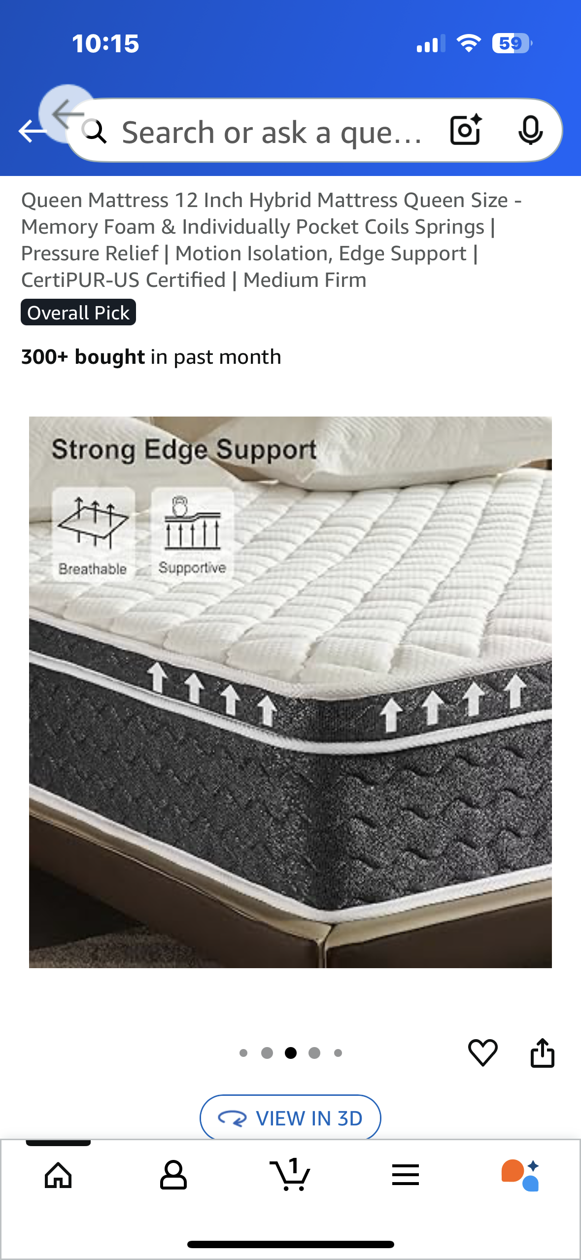 Queen Size Mattress, 12” (B1092)