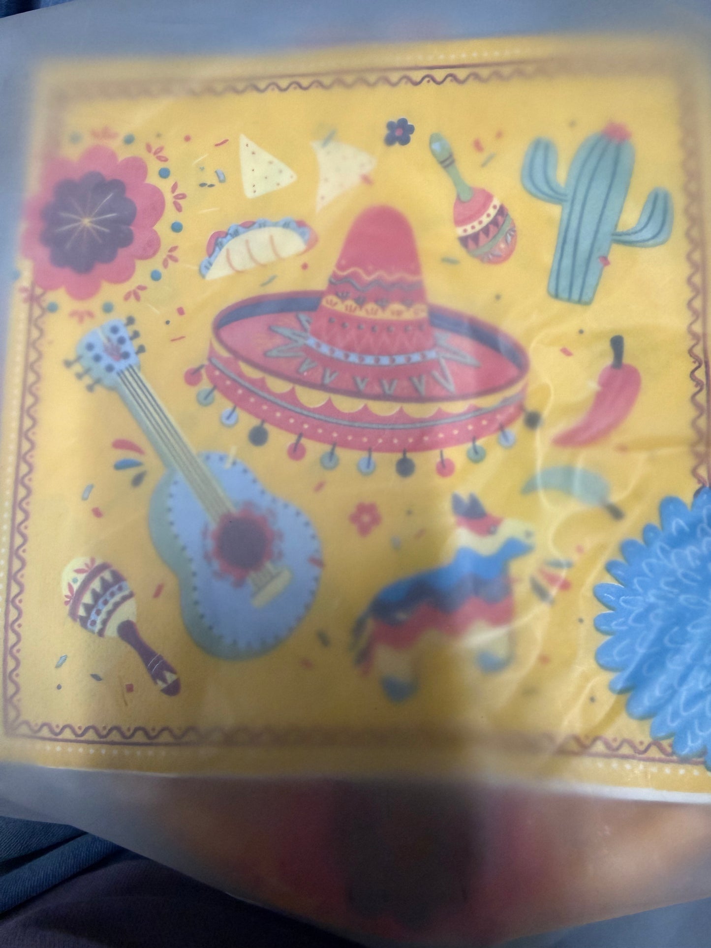 Mexican Fiesta Paper Plates, Napkins and Cups Serves 16 Guests