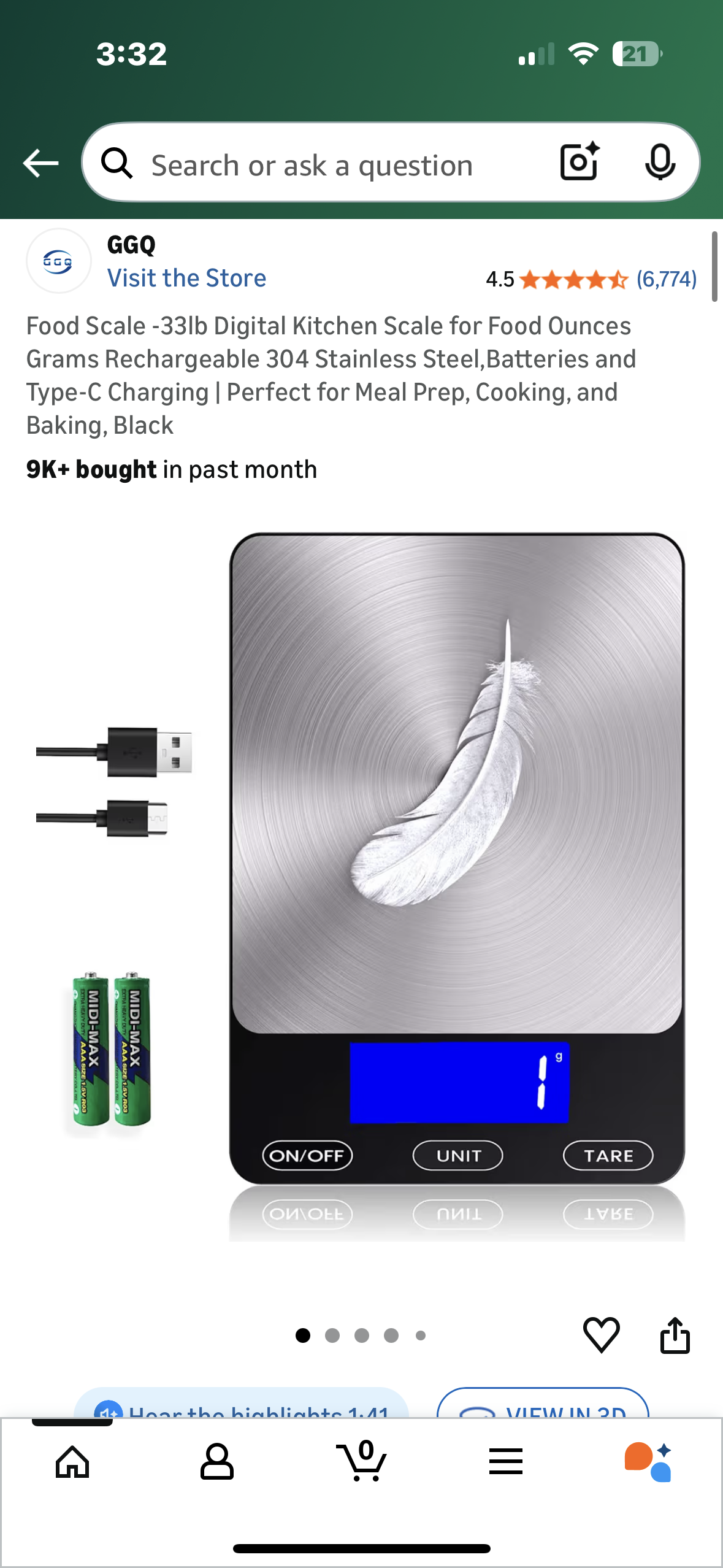 ❗️Reseller❗️Pack of 5 - Food Scale 33lb Digital Kitchen Scale for Food, Rechargeable