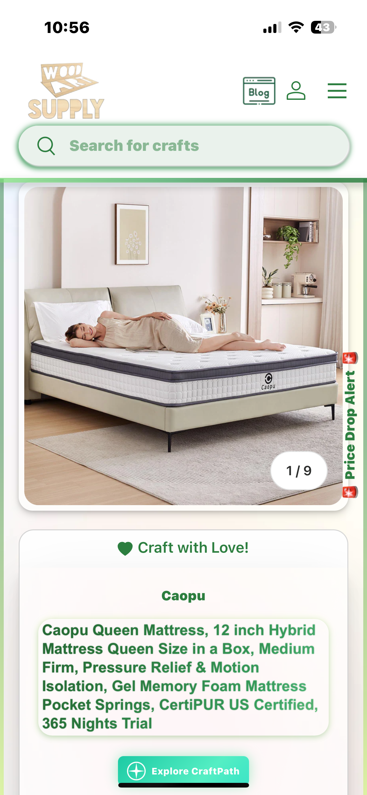 Queen Size Mattress, 12” (B1096)