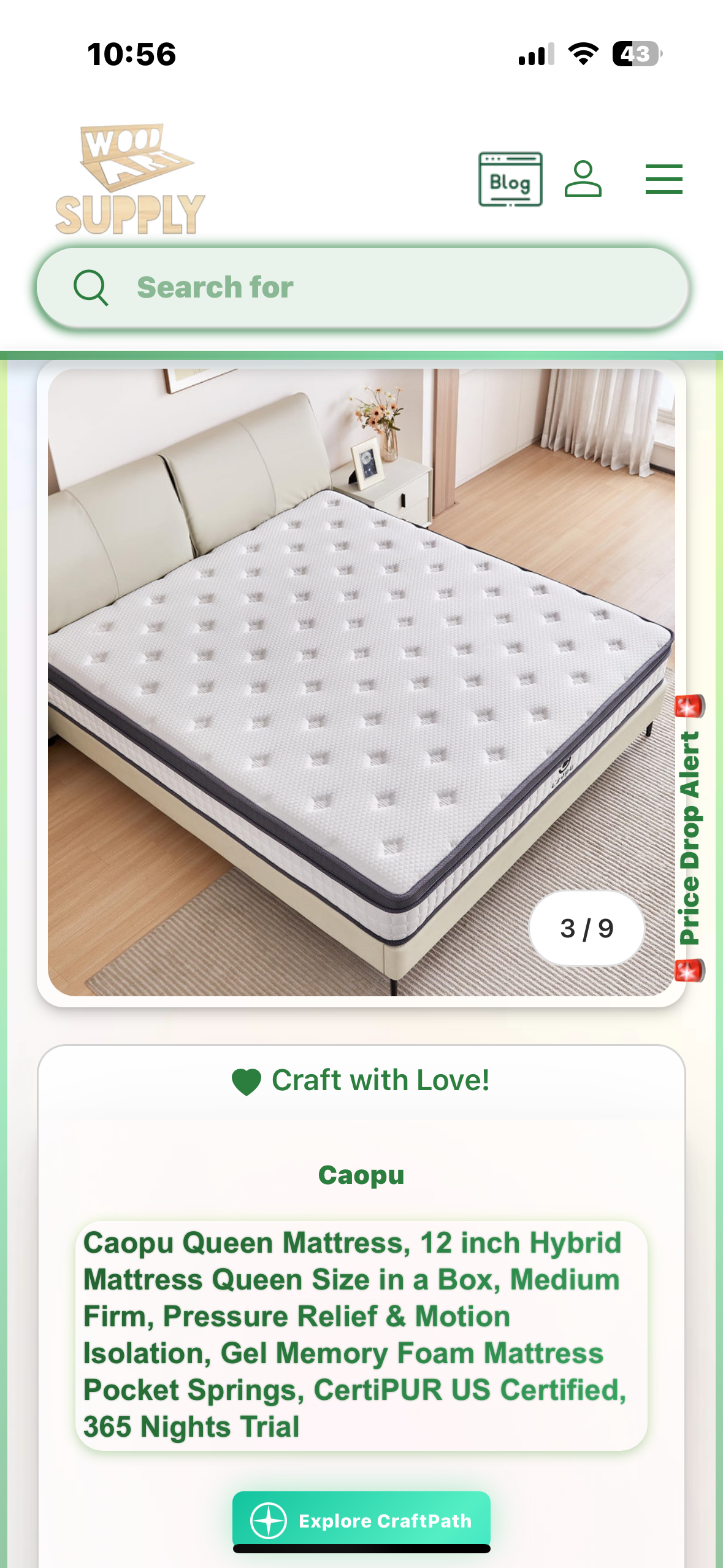 Queen Size Mattress, 12” (B1096)