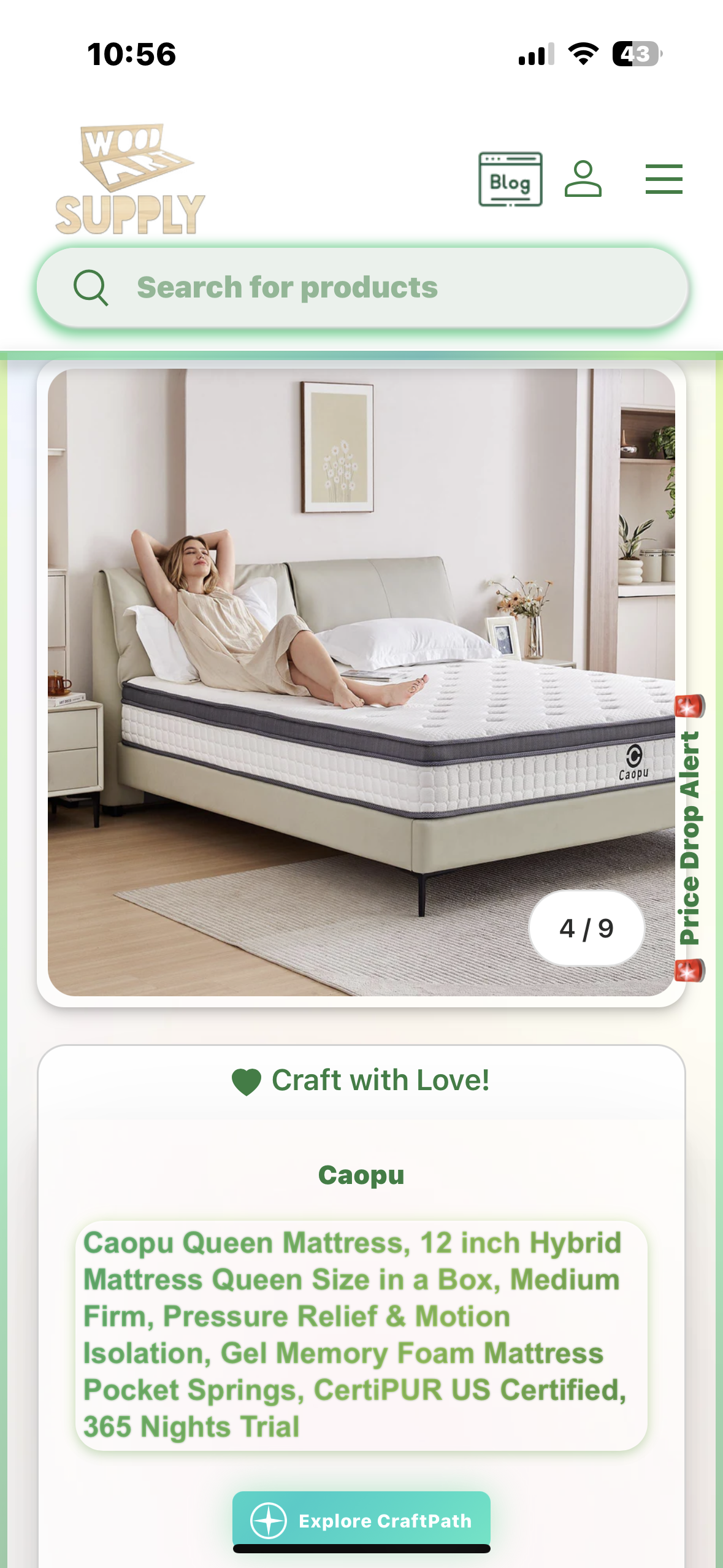 Queen Size Mattress, 12” (B1096)
