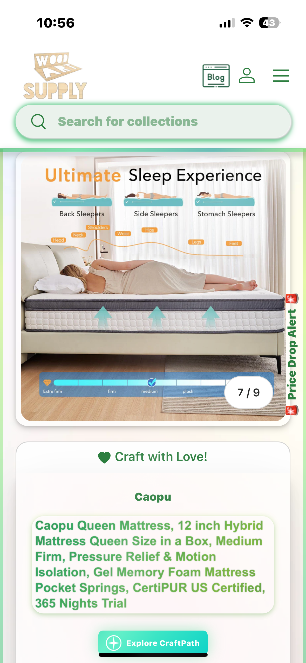 Queen Size Mattress, 12” (B1096)